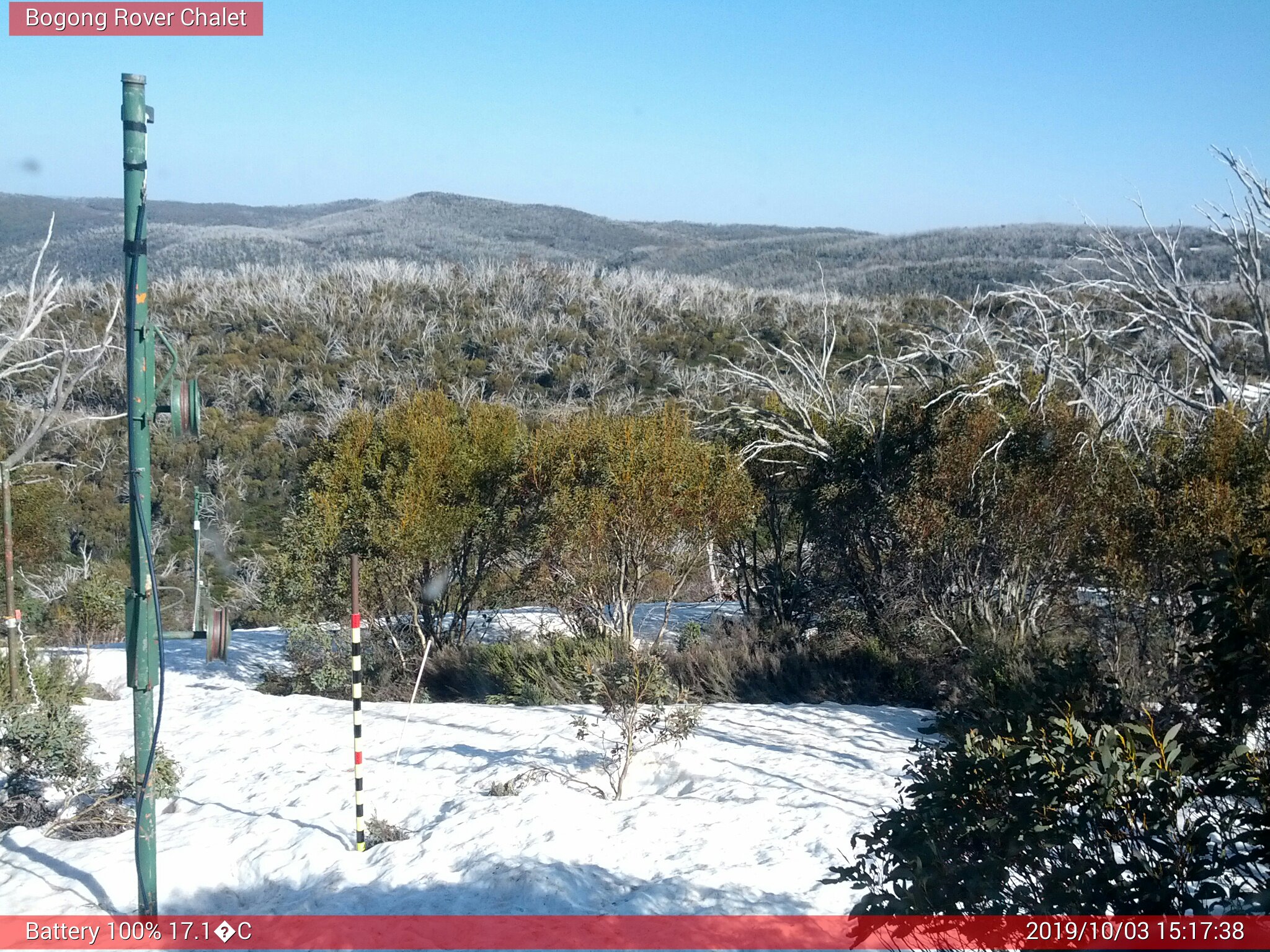 Bogong Web Cam 3:17pm Thursday 3rd of October 2019