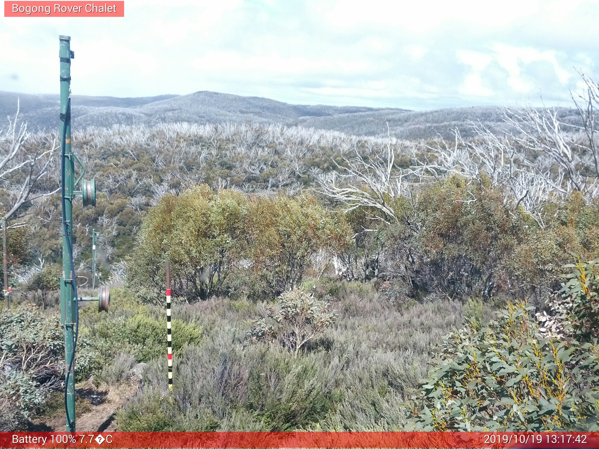 Bogong Web Cam 1:17pm Saturday 19th of October 2019