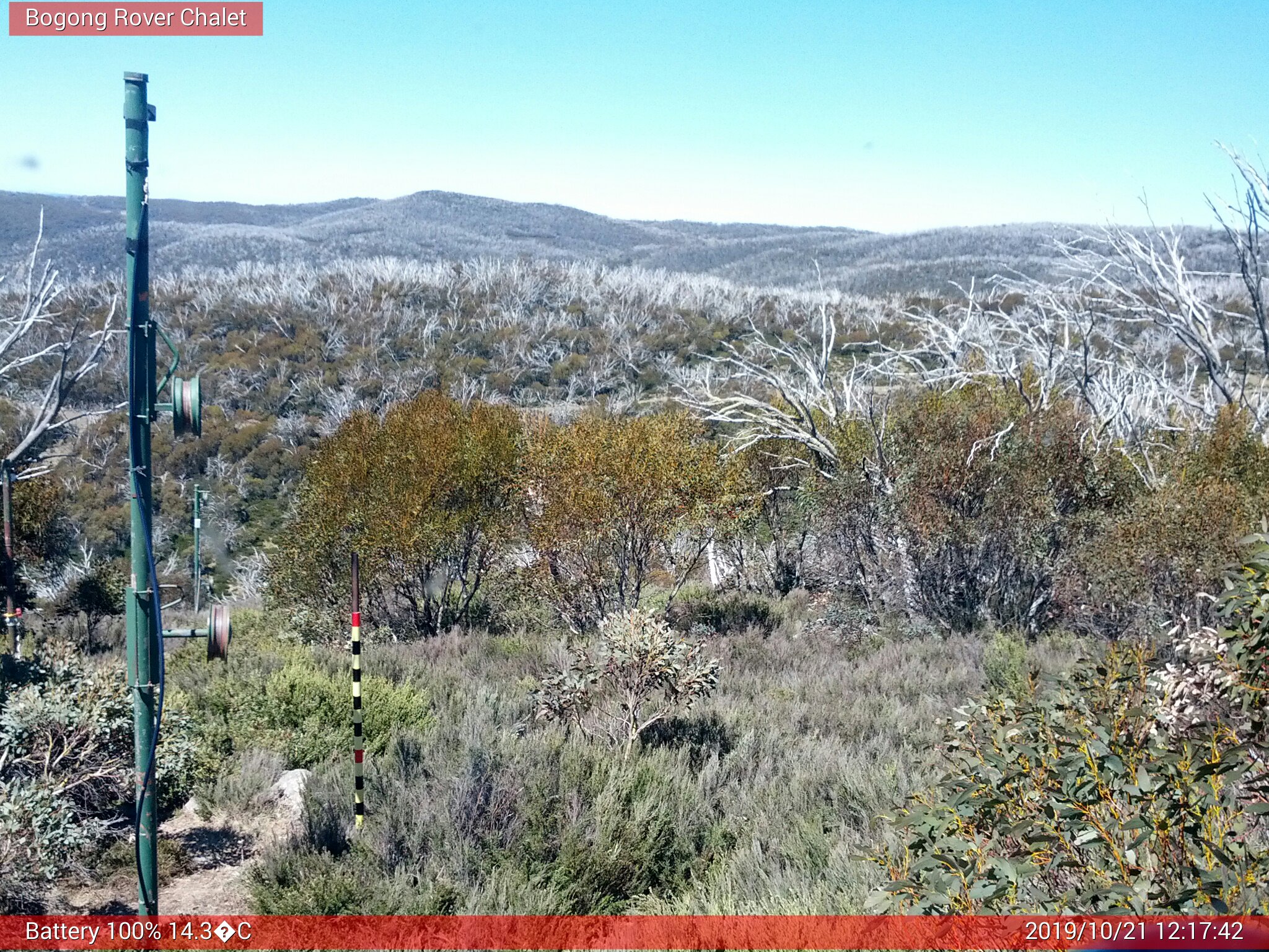 Bogong Web Cam 12:17pm Monday 21st of October 2019