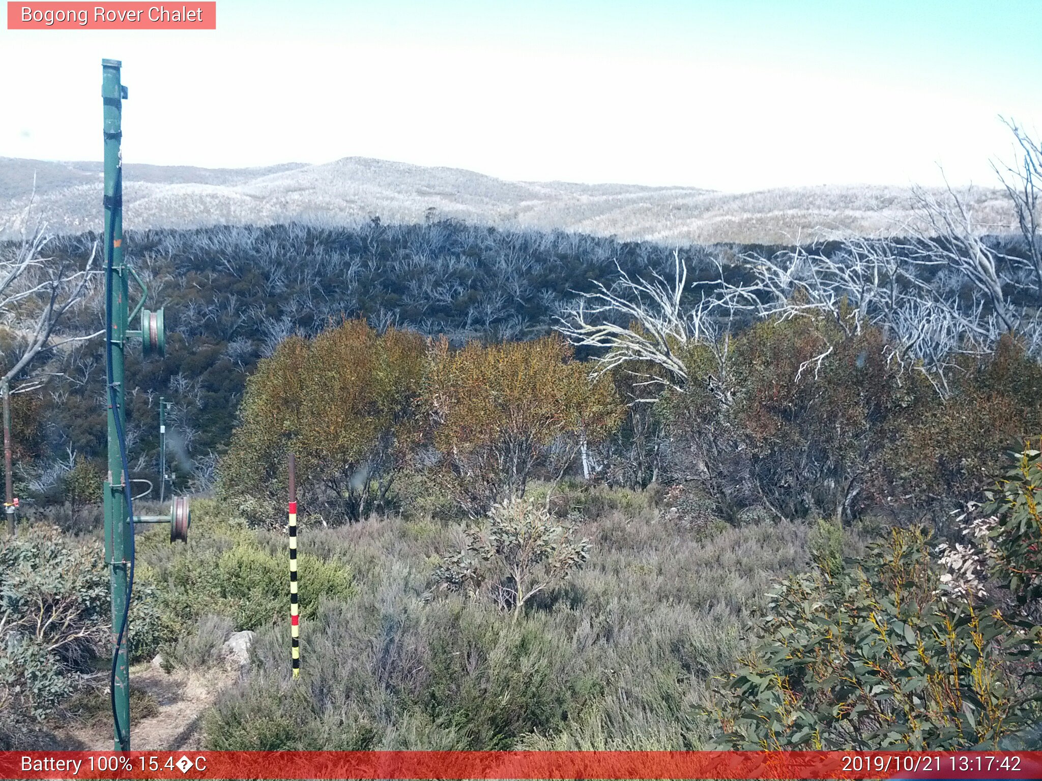 Bogong Web Cam 1:17pm Monday 21st of October 2019