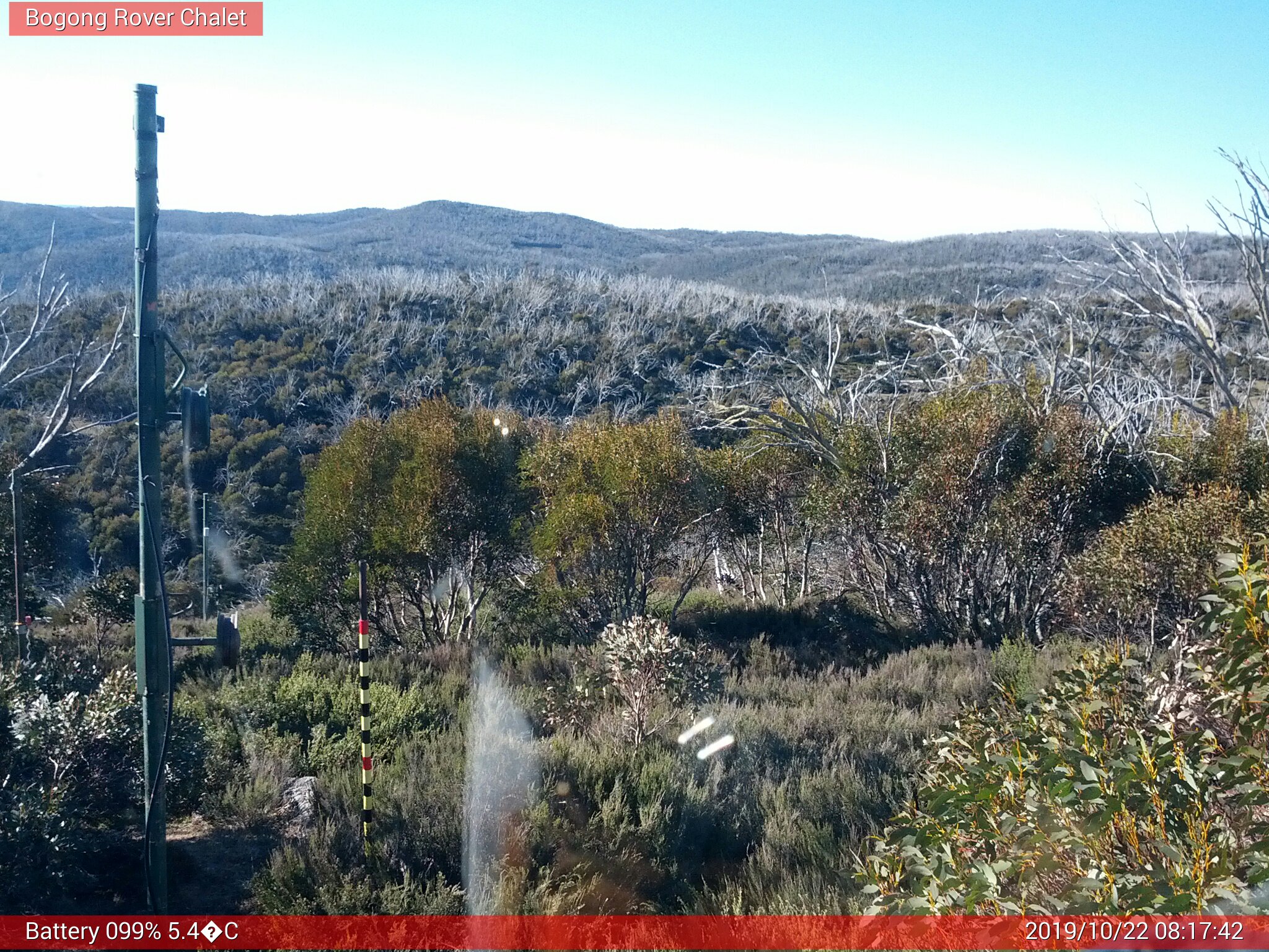 Bogong Web Cam 8:17am Tuesday 22nd of October 2019