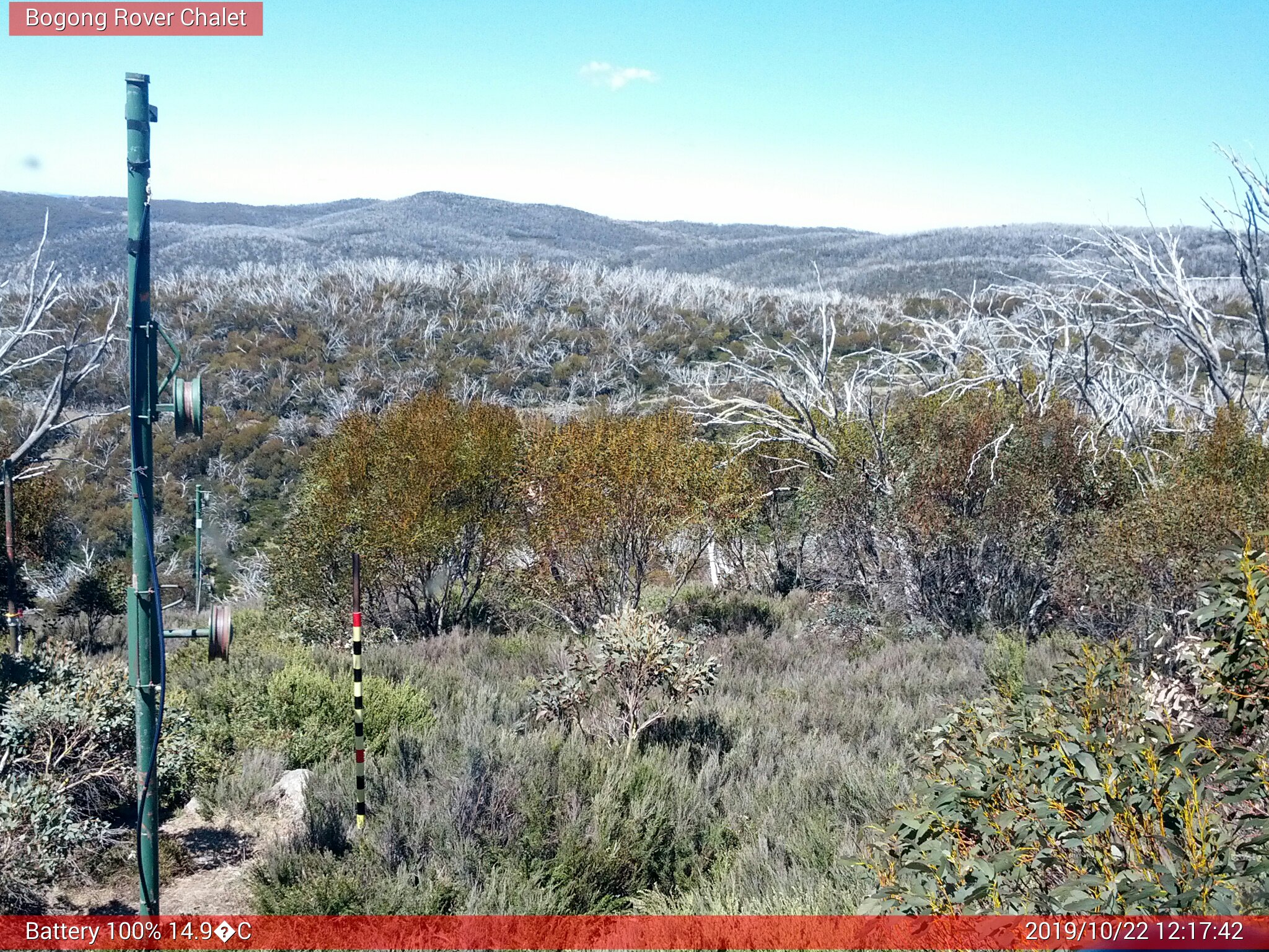 Bogong Web Cam 12:17pm Tuesday 22nd of October 2019