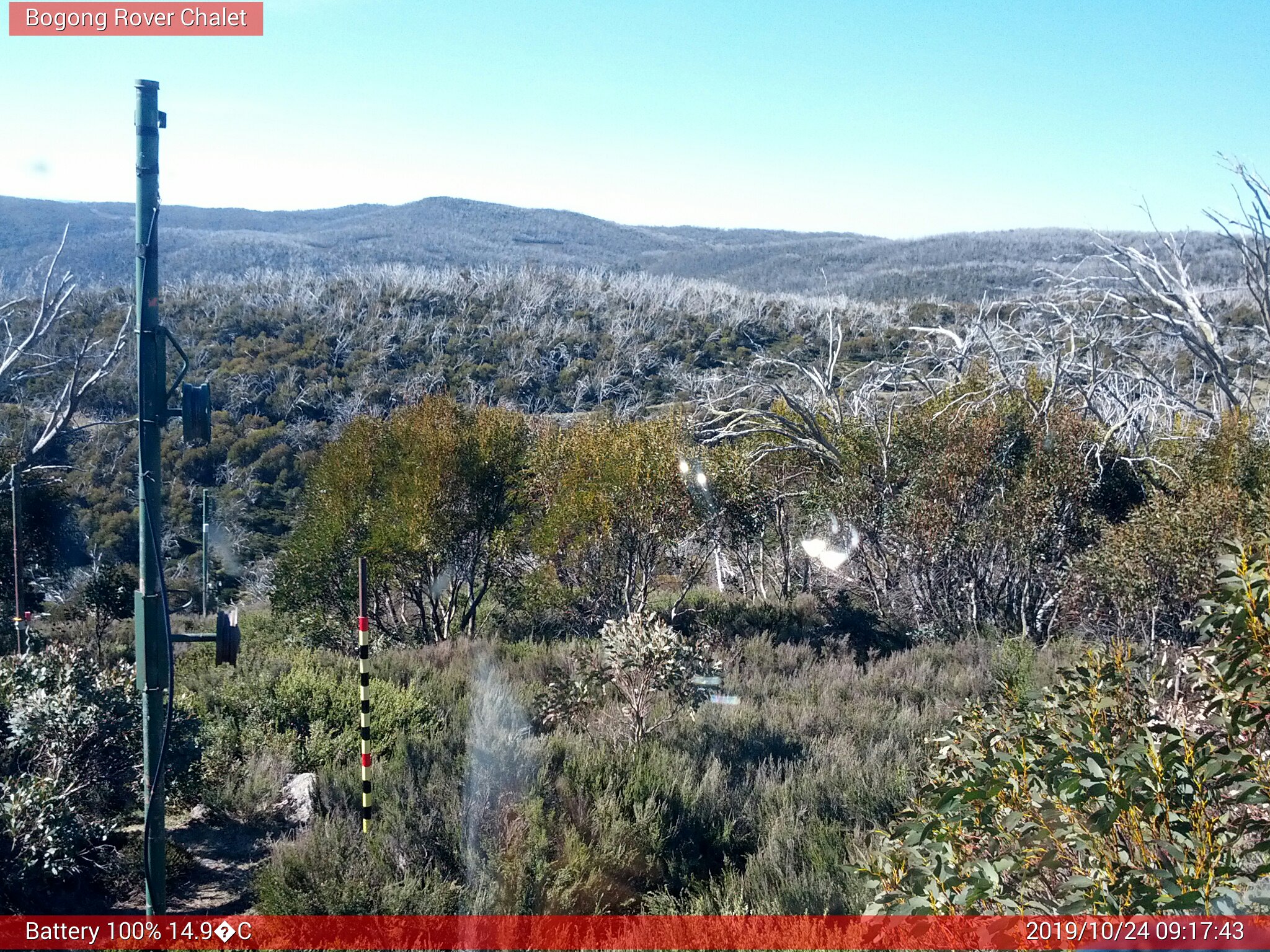 Bogong Web Cam 9:17am Thursday 24th of October 2019