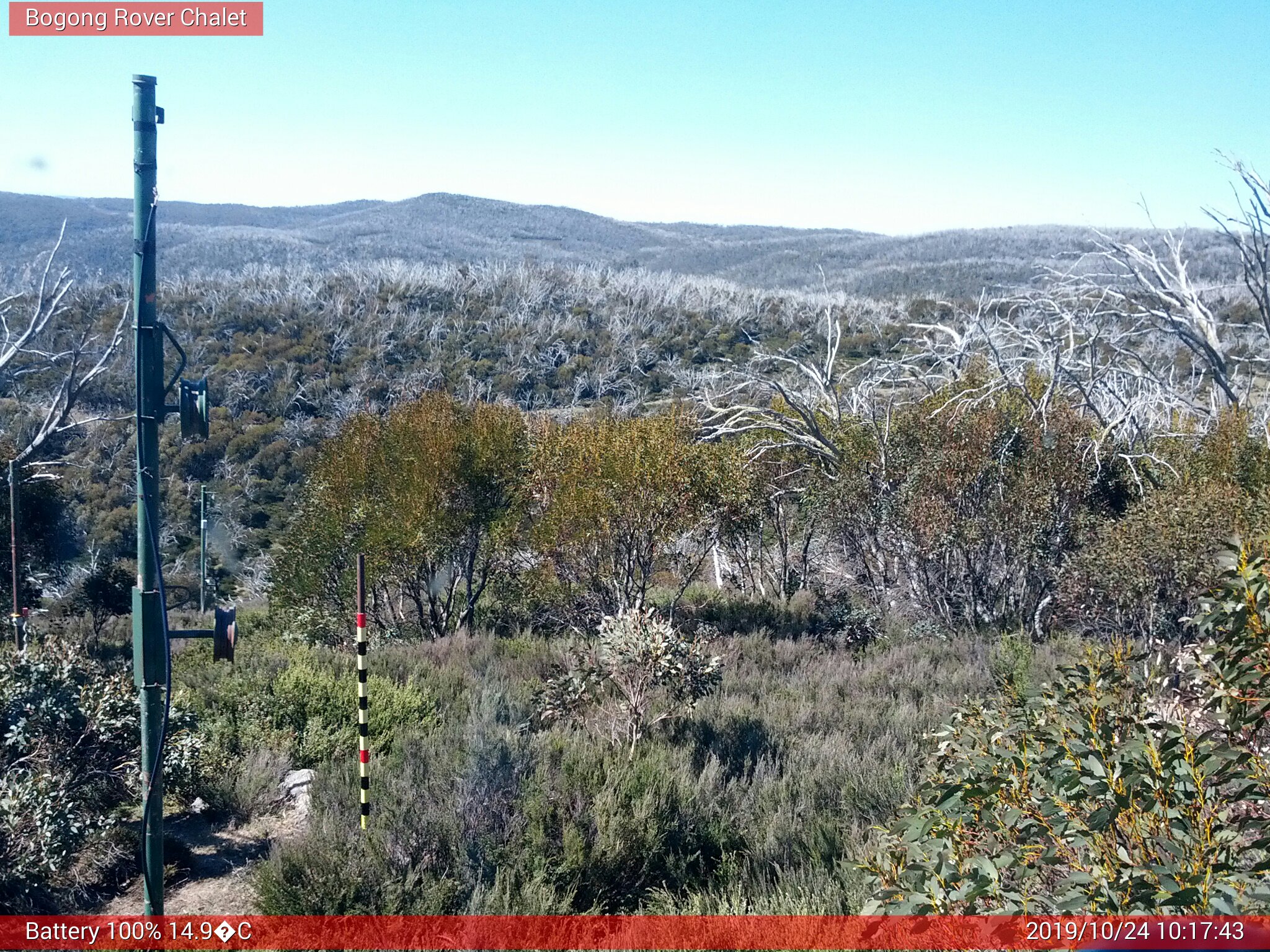 Bogong Web Cam 10:17am Thursday 24th of October 2019