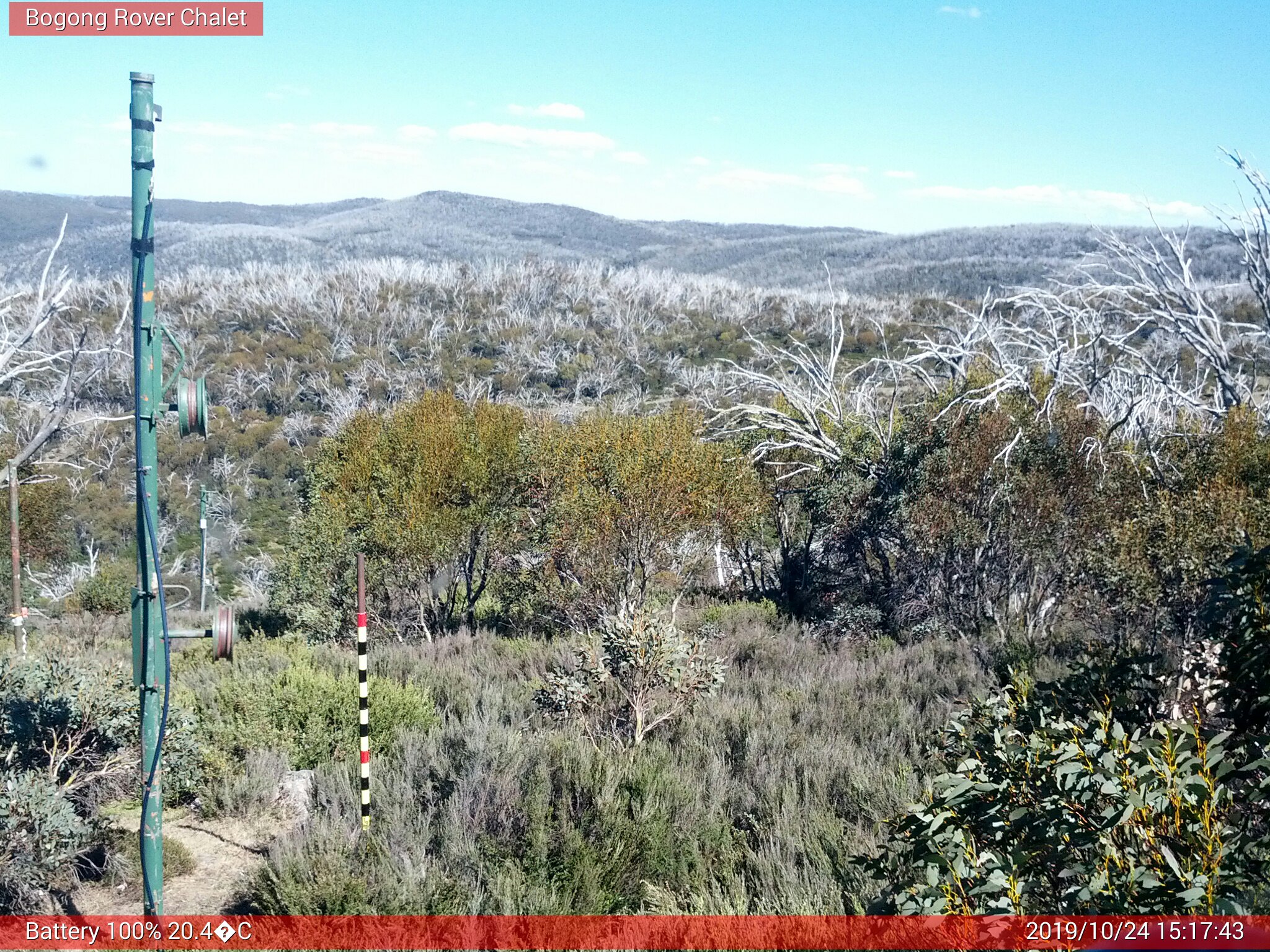 Bogong Web Cam 3:17pm Thursday 24th of October 2019