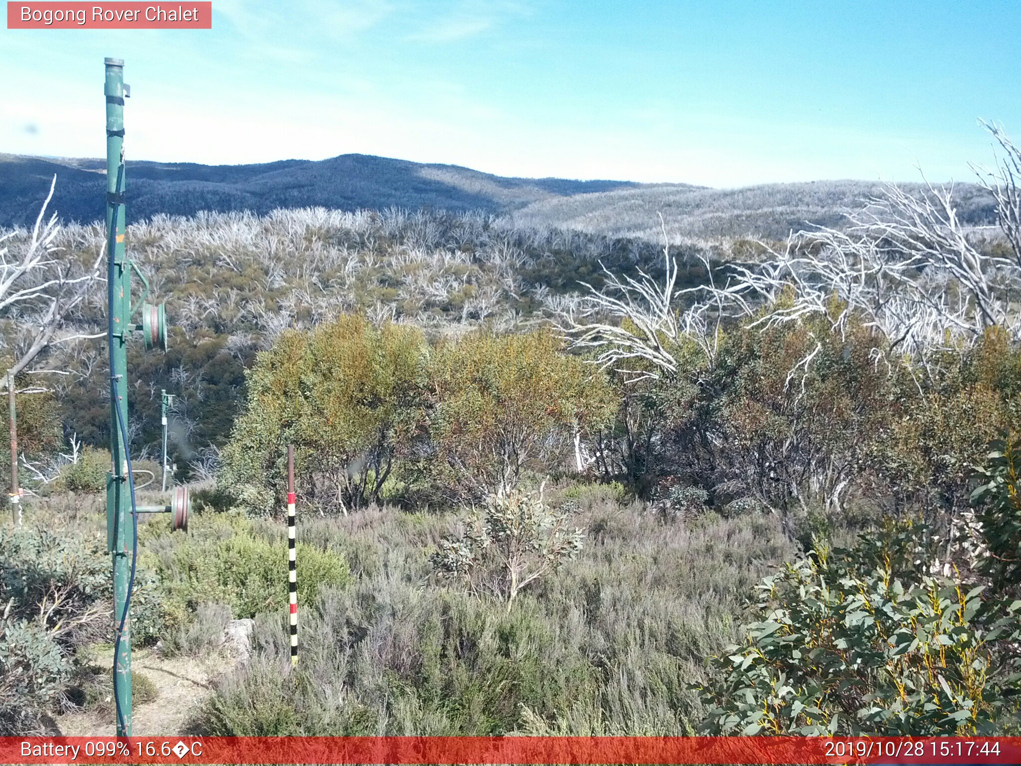 Bogong Web Cam 3:17pm Monday 28th of October 2019