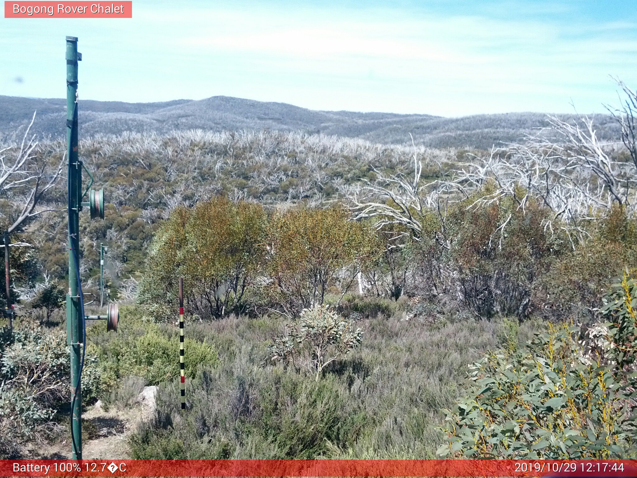 Bogong Web Cam 12:17pm Tuesday 29th of October 2019