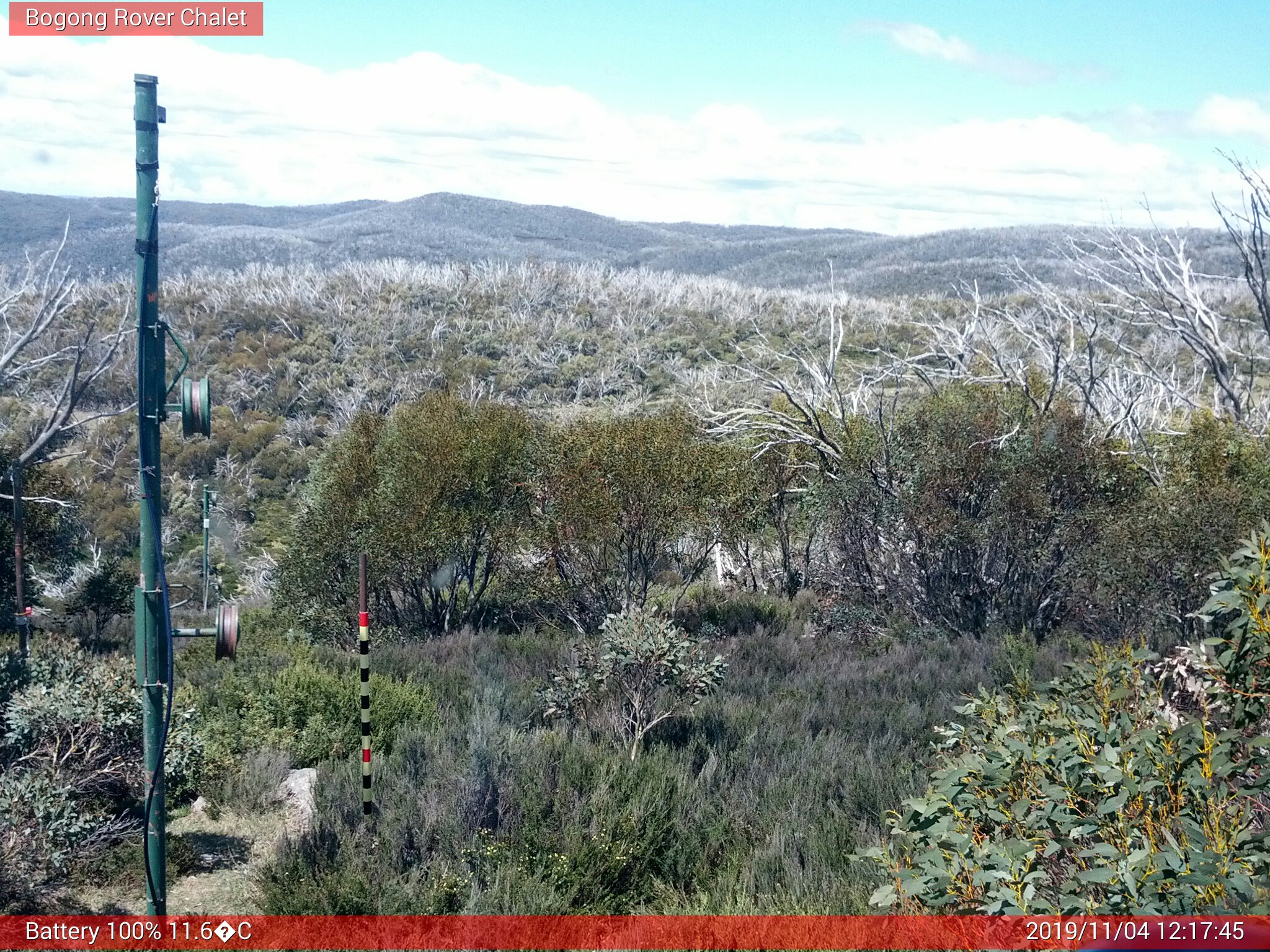 Bogong Web Cam 12:17pm Monday 4th of November 2019