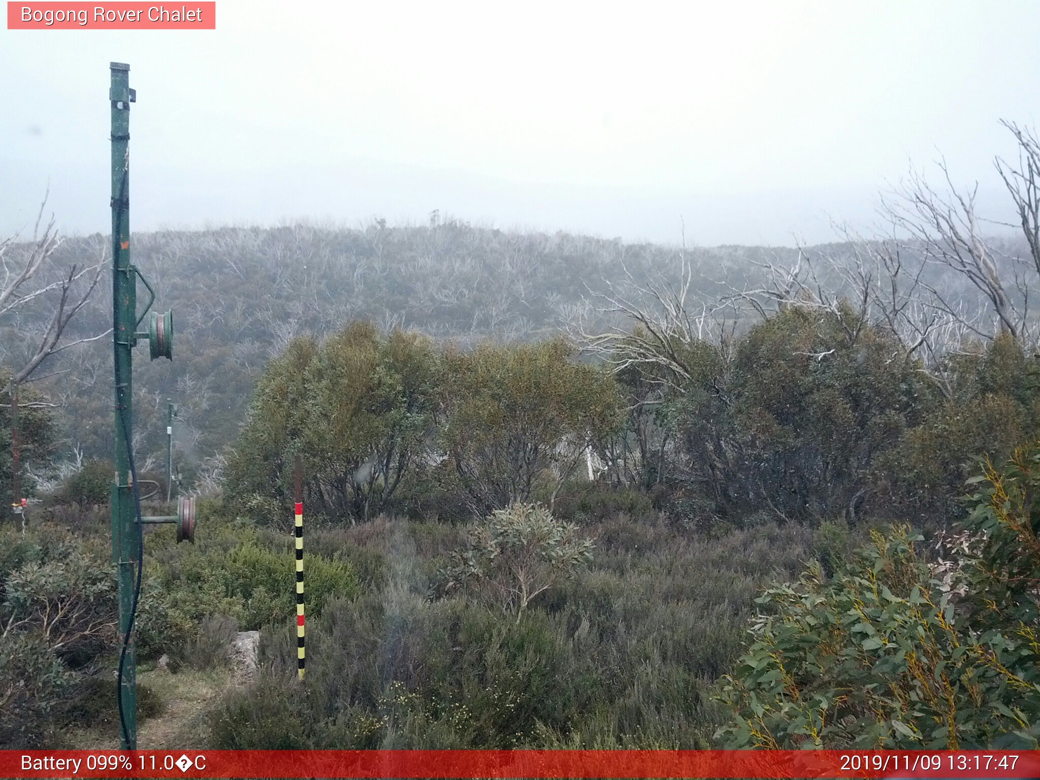 Bogong Web Cam 1:17pm Saturday 9th of November 2019