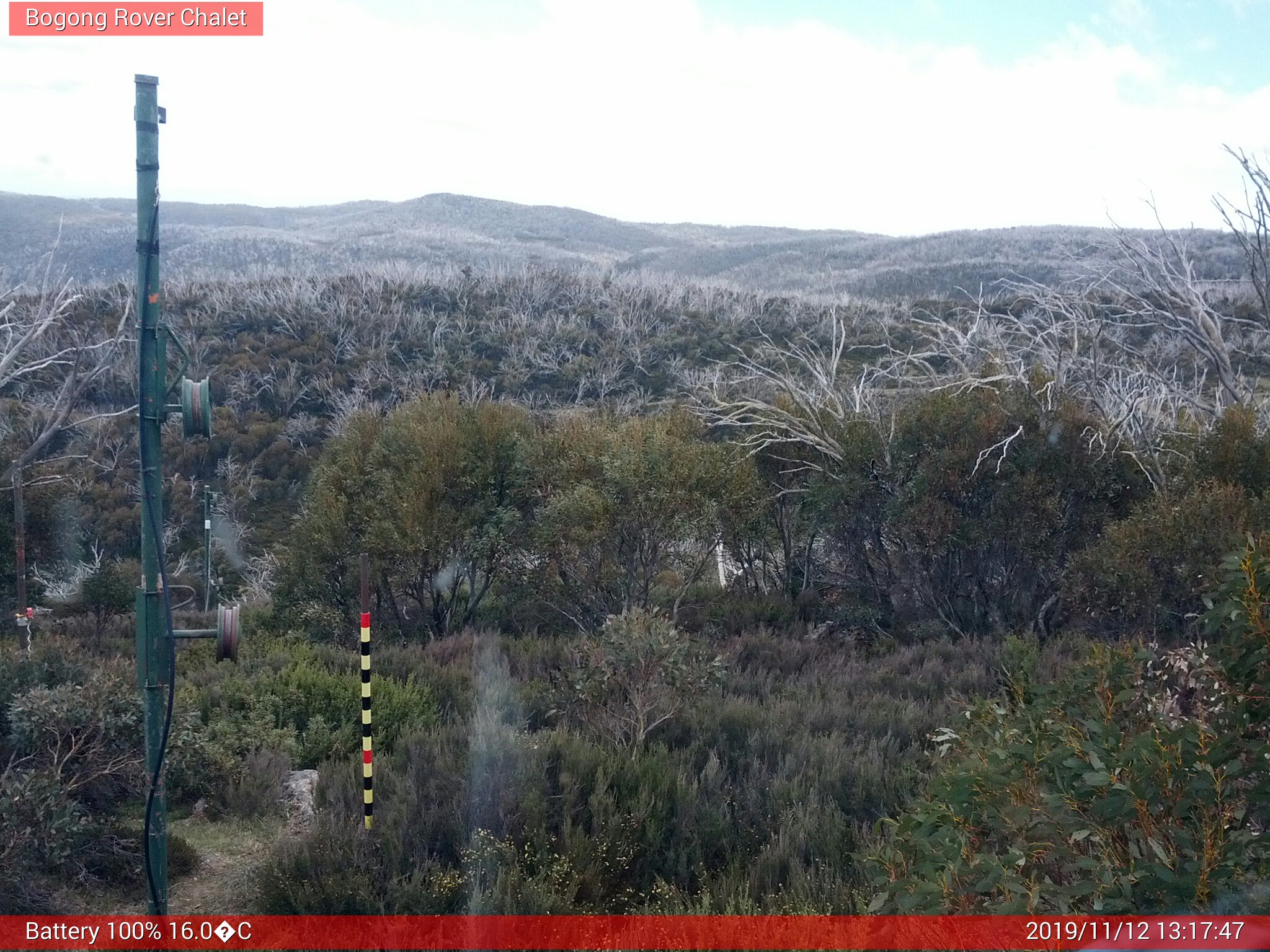 Bogong Web Cam 1:17pm Tuesday 12th of November 2019