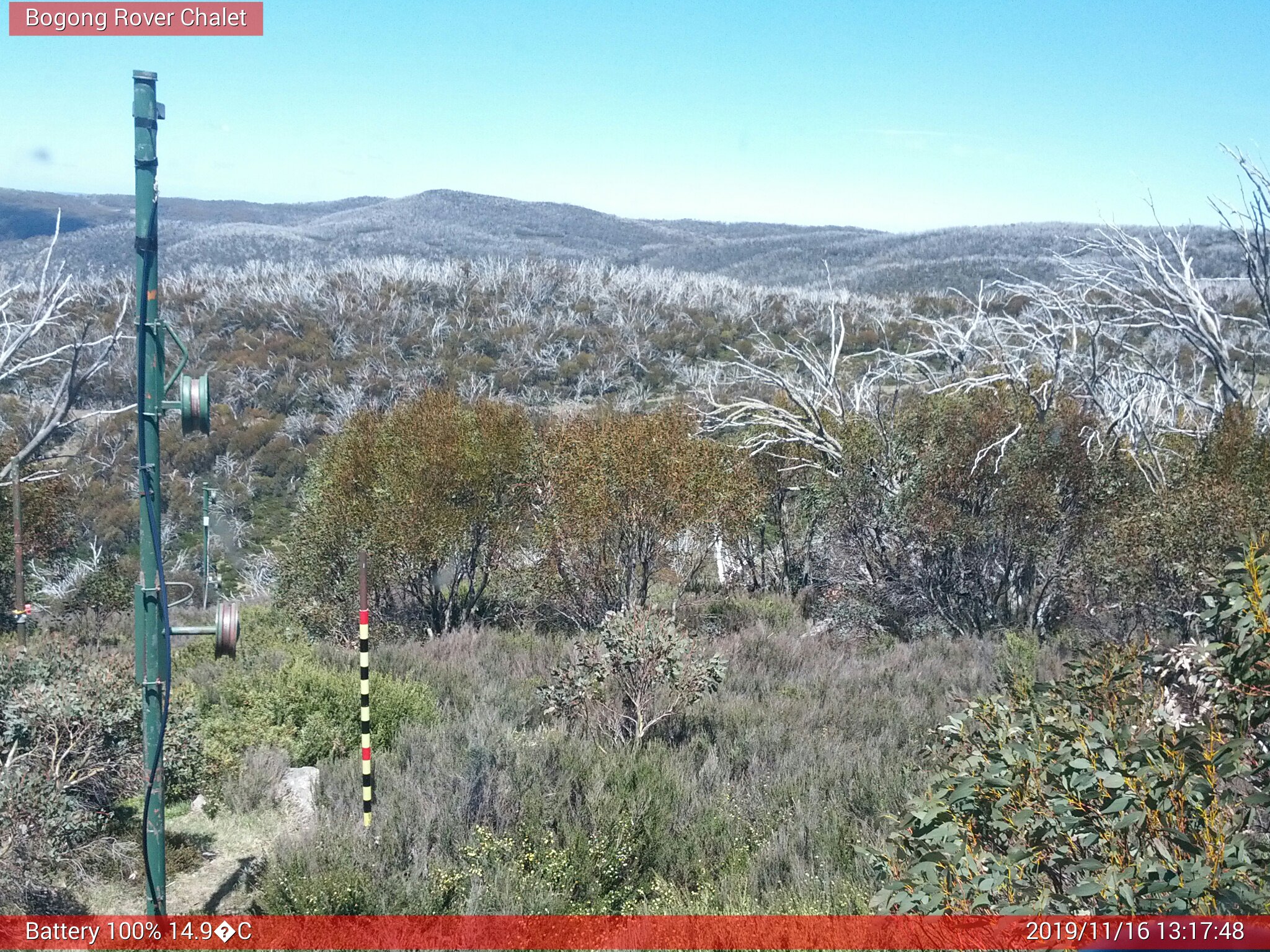 Bogong Web Cam 1:17pm Saturday 16th of November 2019