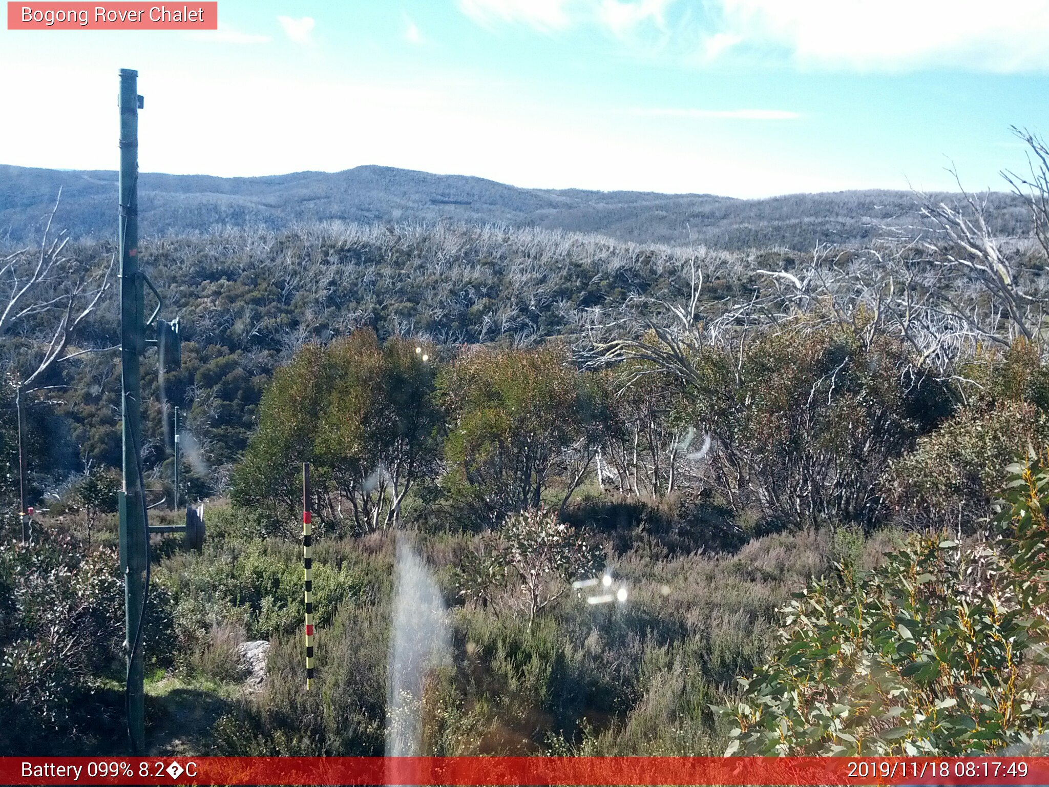 Bogong Web Cam 8:17am Monday 18th of November 2019