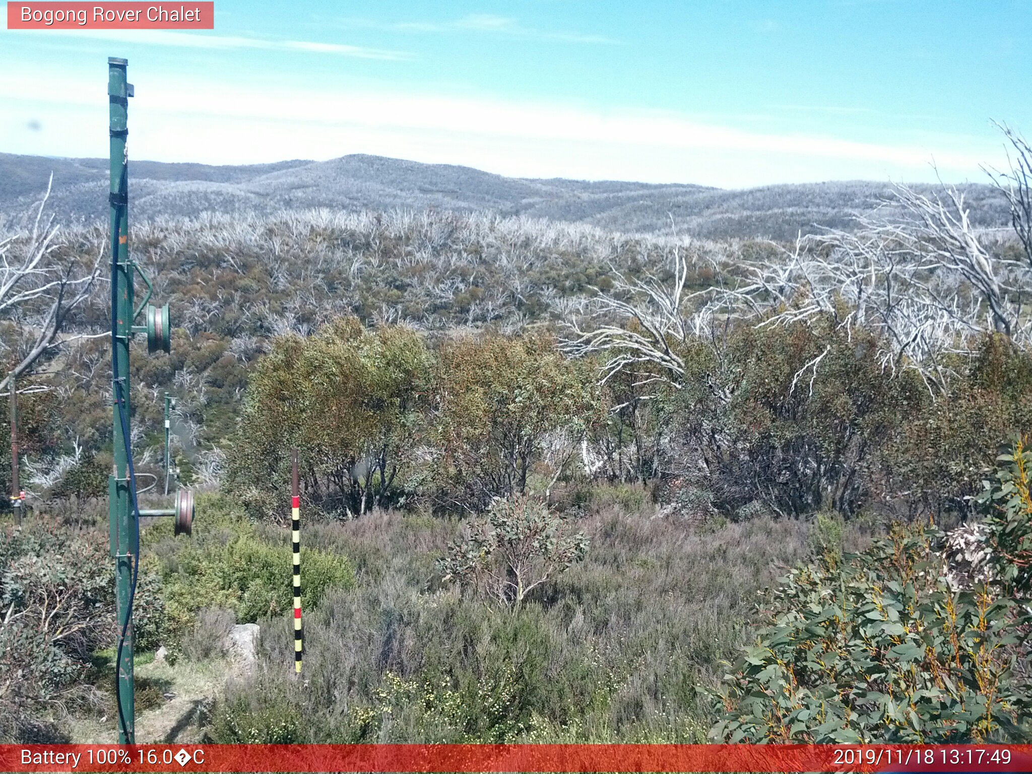 Bogong Web Cam 1:17pm Monday 18th of November 2019