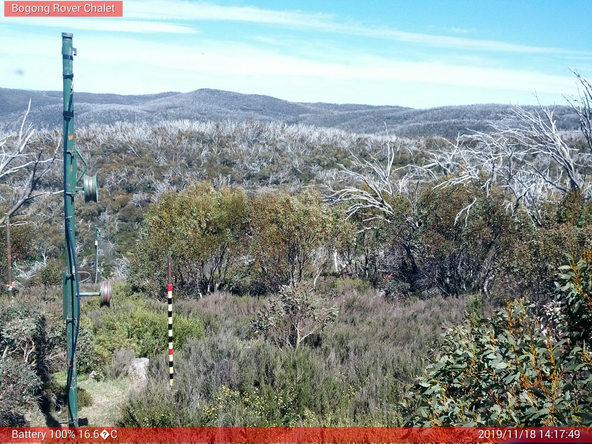 Bogong Web Cam 2:17pm Monday 18th of November 2019