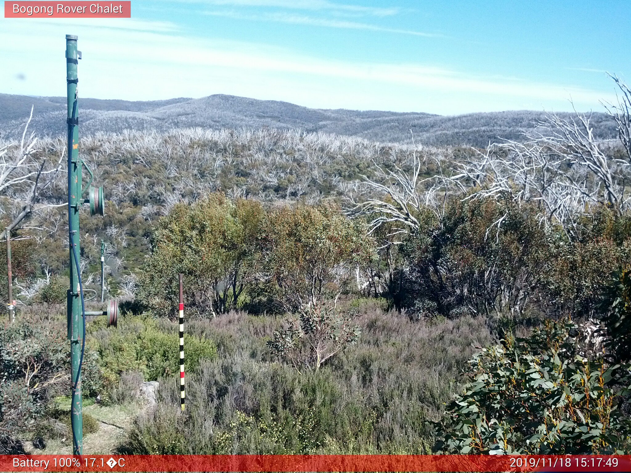 Bogong Web Cam 3:17pm Monday 18th of November 2019