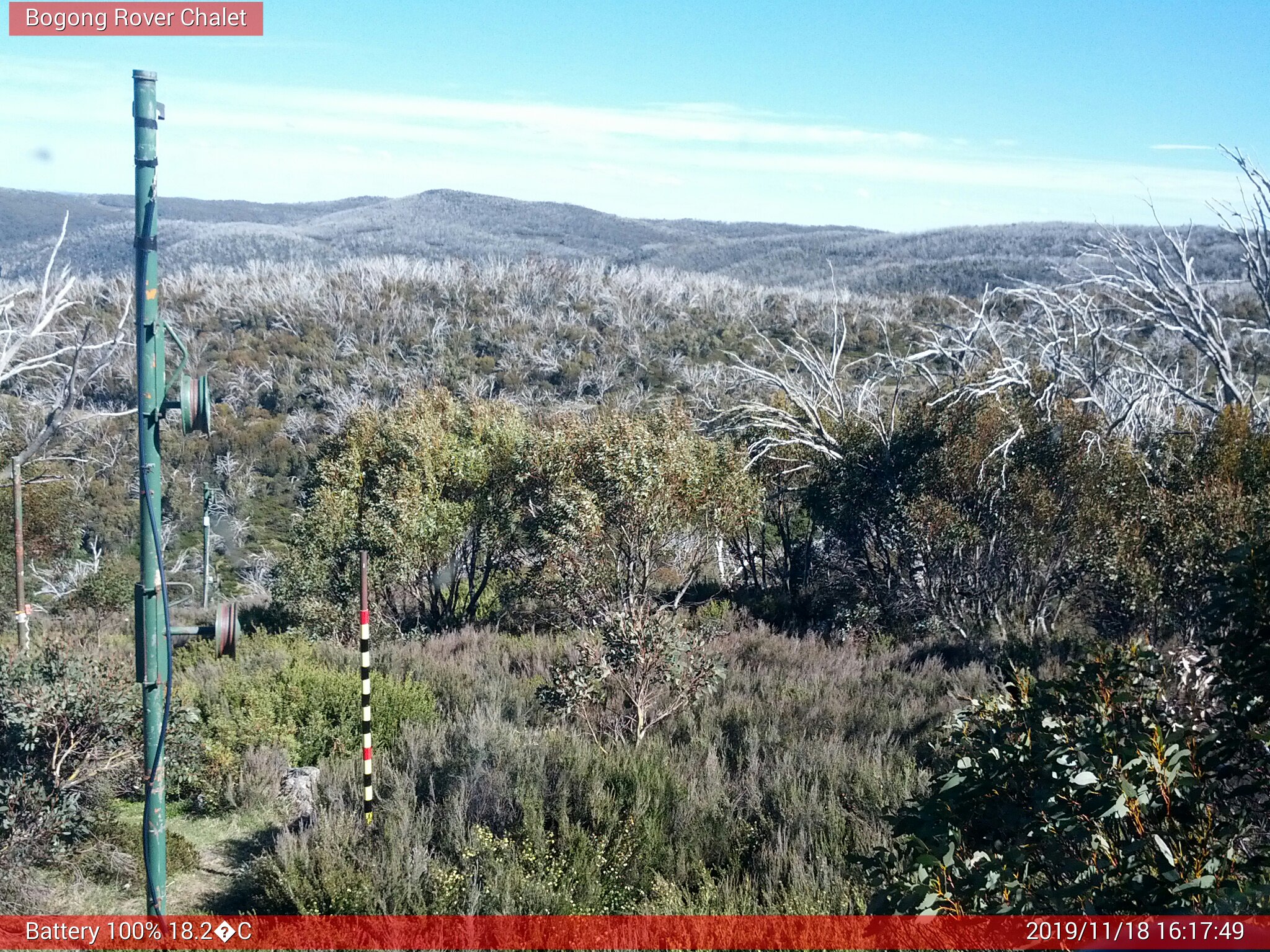 Bogong Web Cam 4:17pm Monday 18th of November 2019