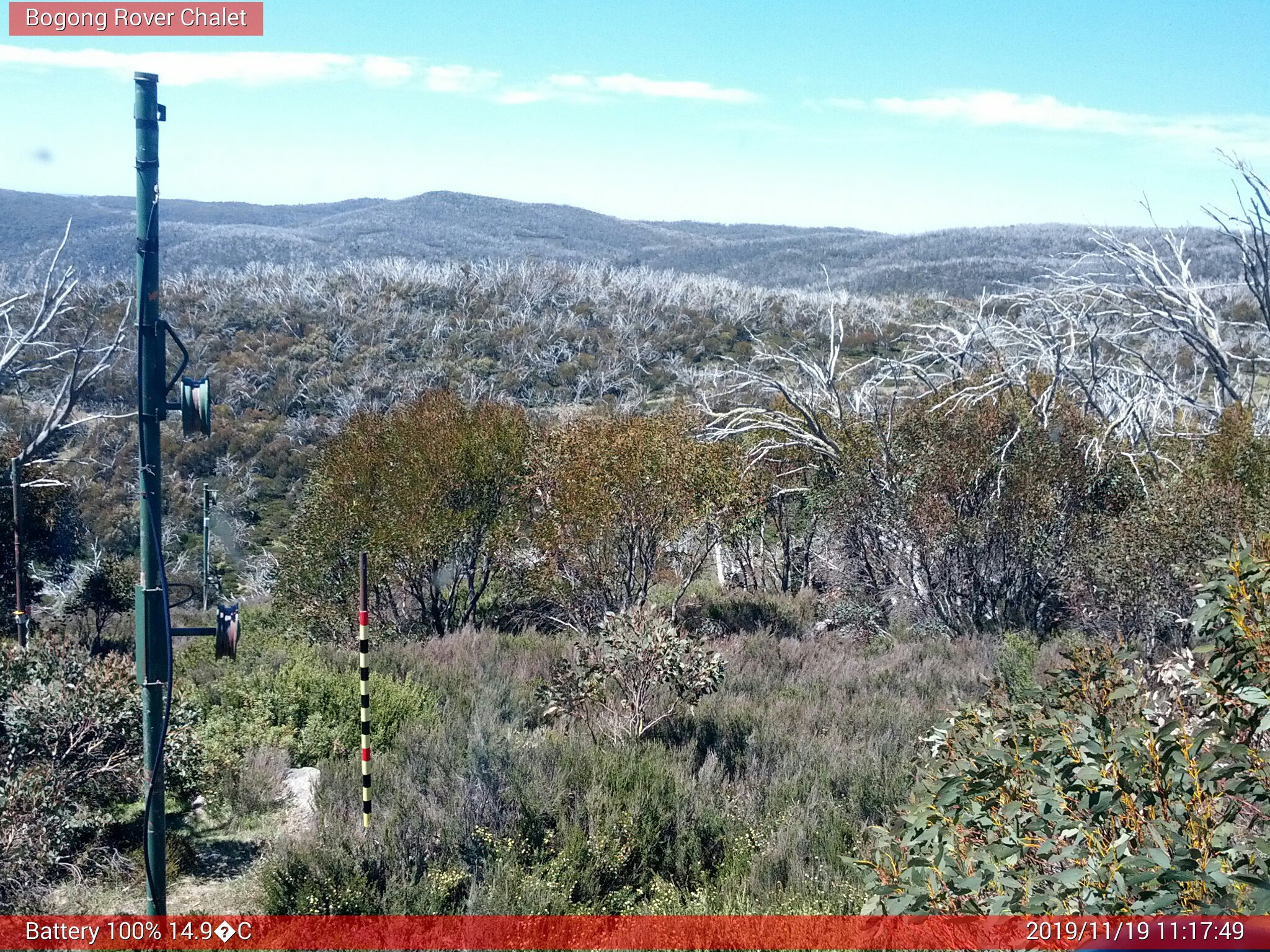 Bogong Web Cam 11:17am Tuesday 19th of November 2019