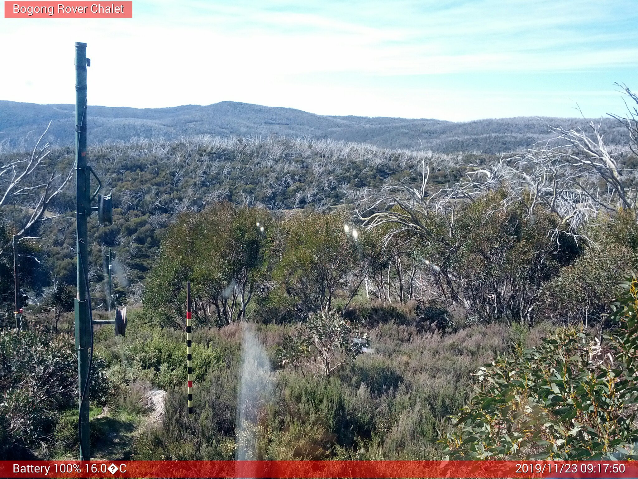 Bogong Web Cam 9:17am Saturday 23rd of November 2019