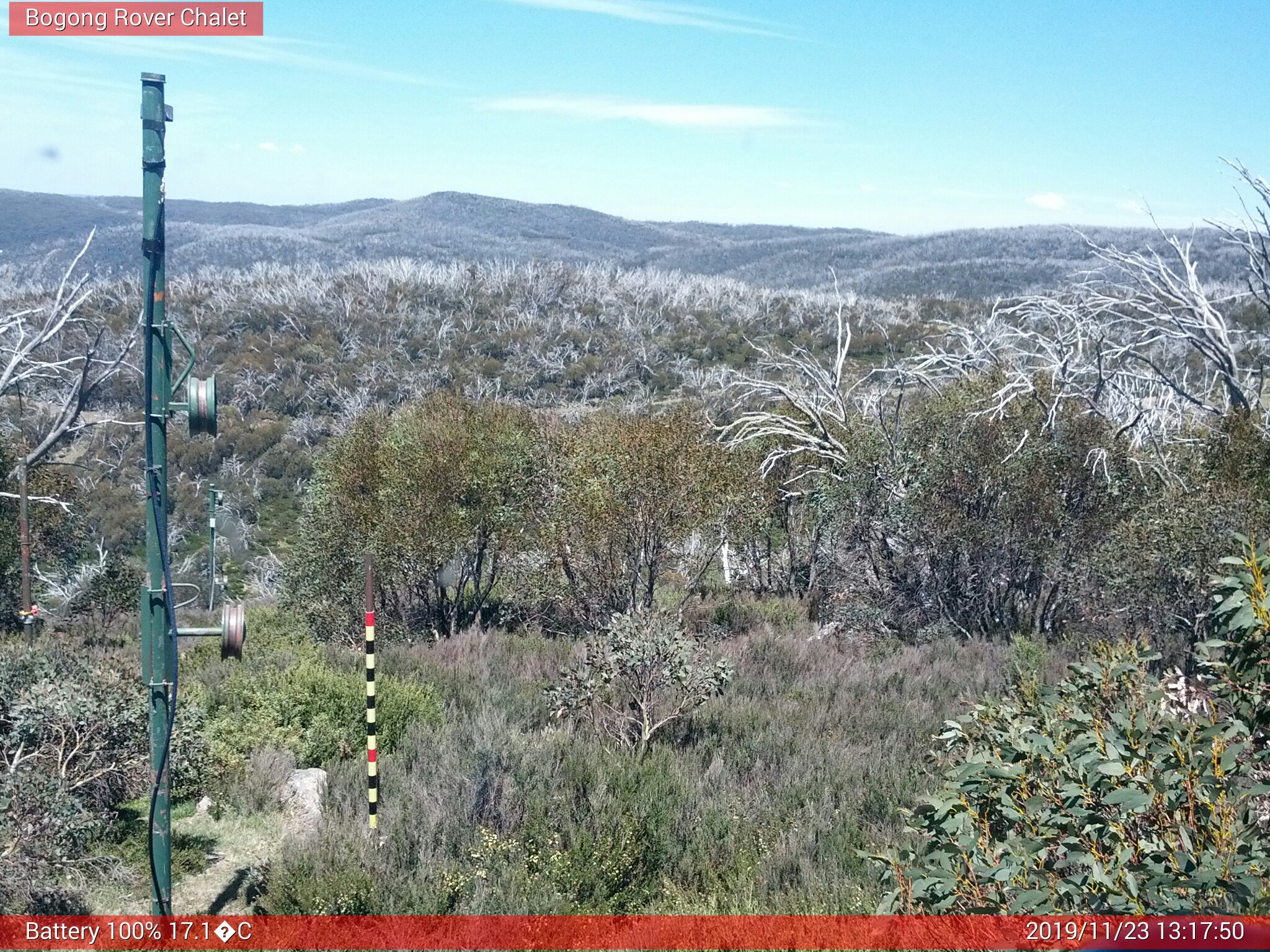 Bogong Web Cam 1:17pm Saturday 23rd of November 2019