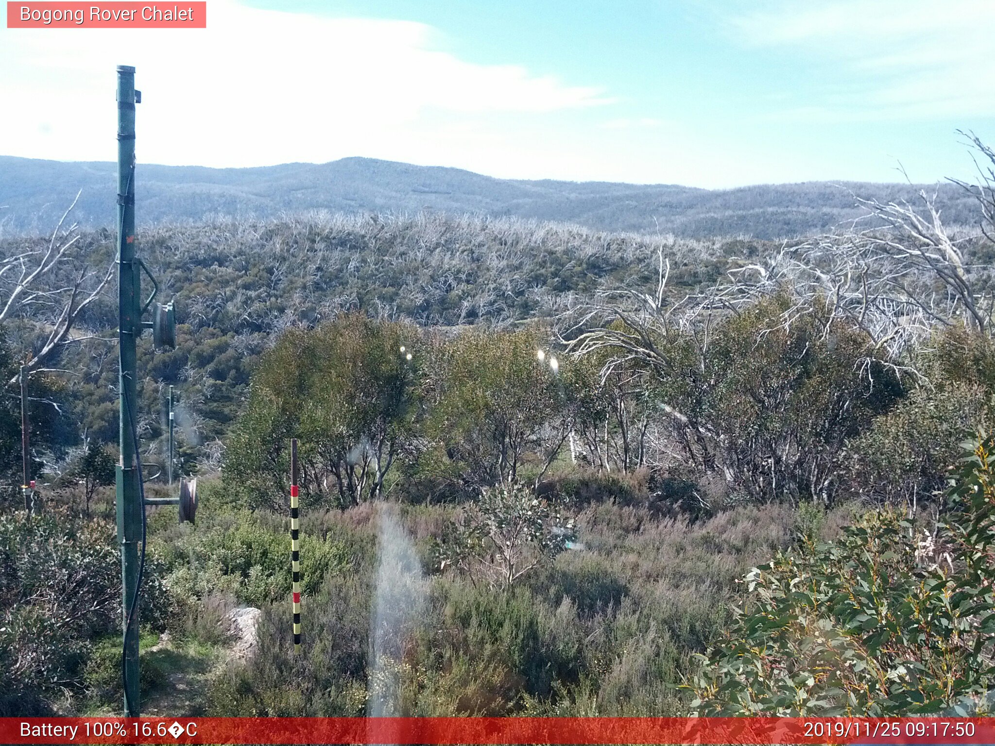 Bogong Web Cam 9:17am Monday 25th of November 2019