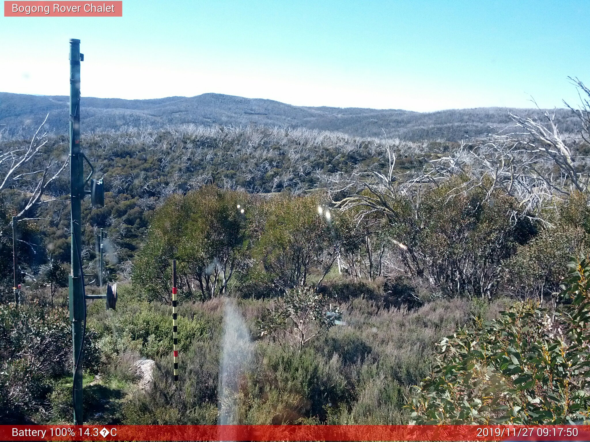 Bogong Web Cam 9:17am Wednesday 27th of November 2019