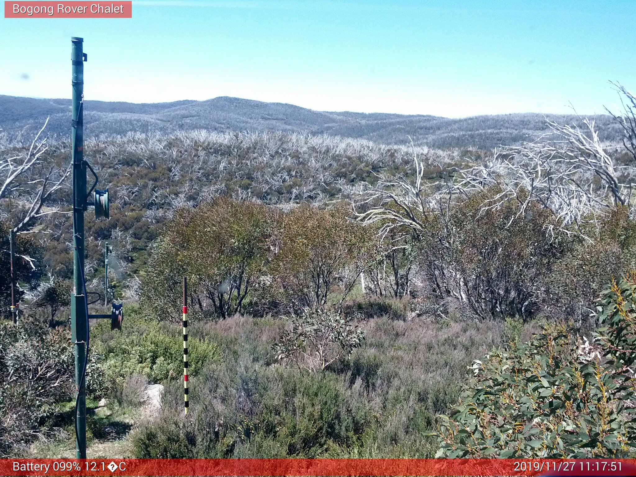 Bogong Web Cam 11:17am Wednesday 27th of November 2019