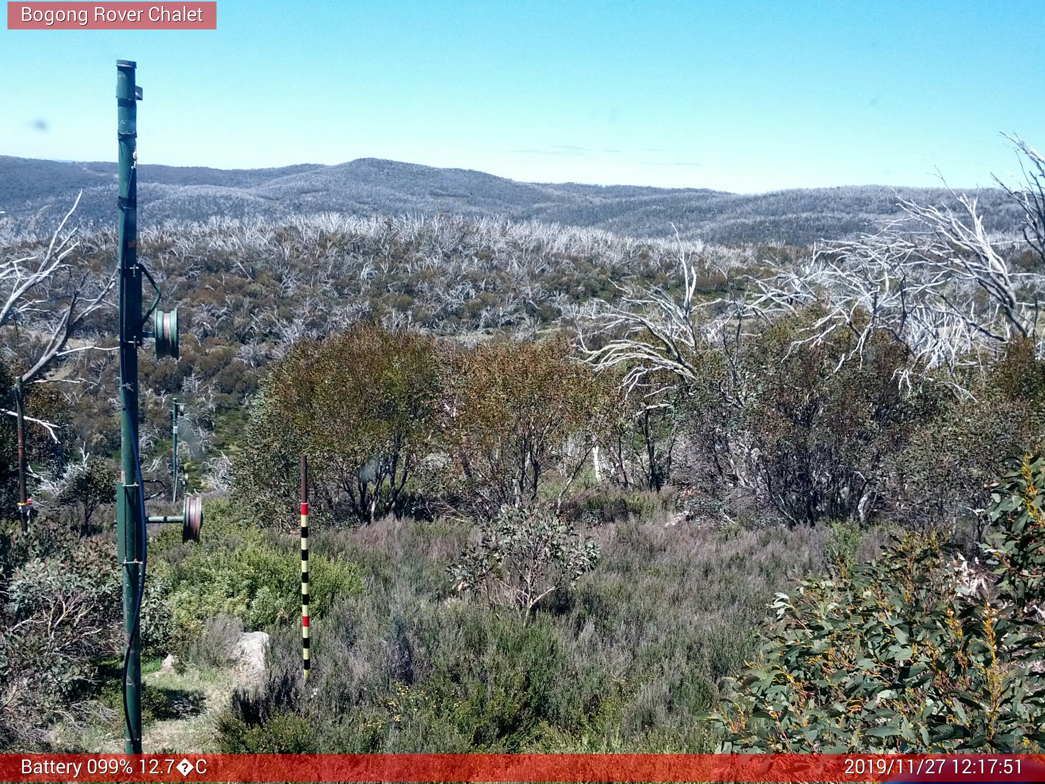 Bogong Web Cam 12:17pm Wednesday 27th of November 2019