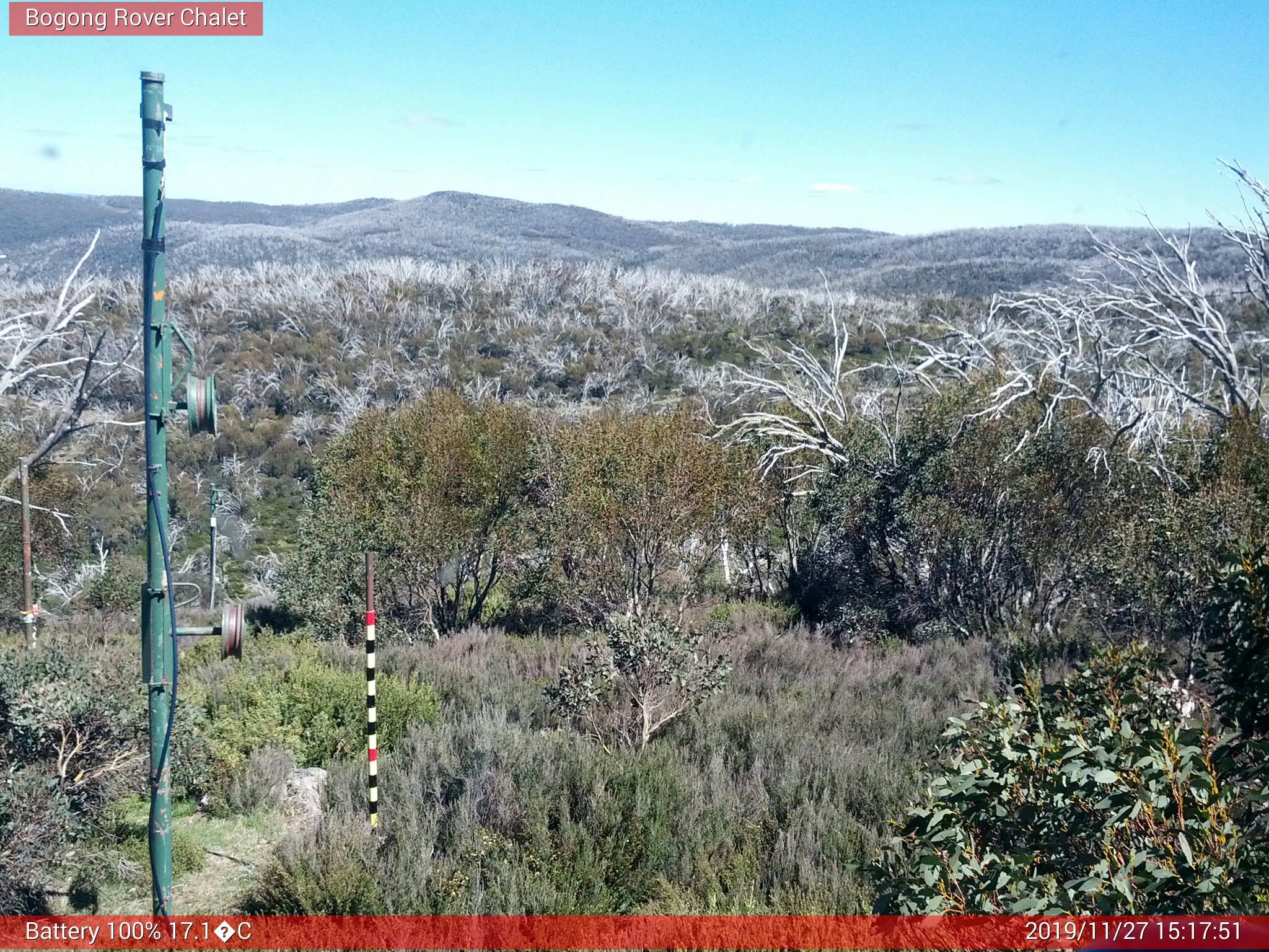 Bogong Web Cam 3:17pm Wednesday 27th of November 2019