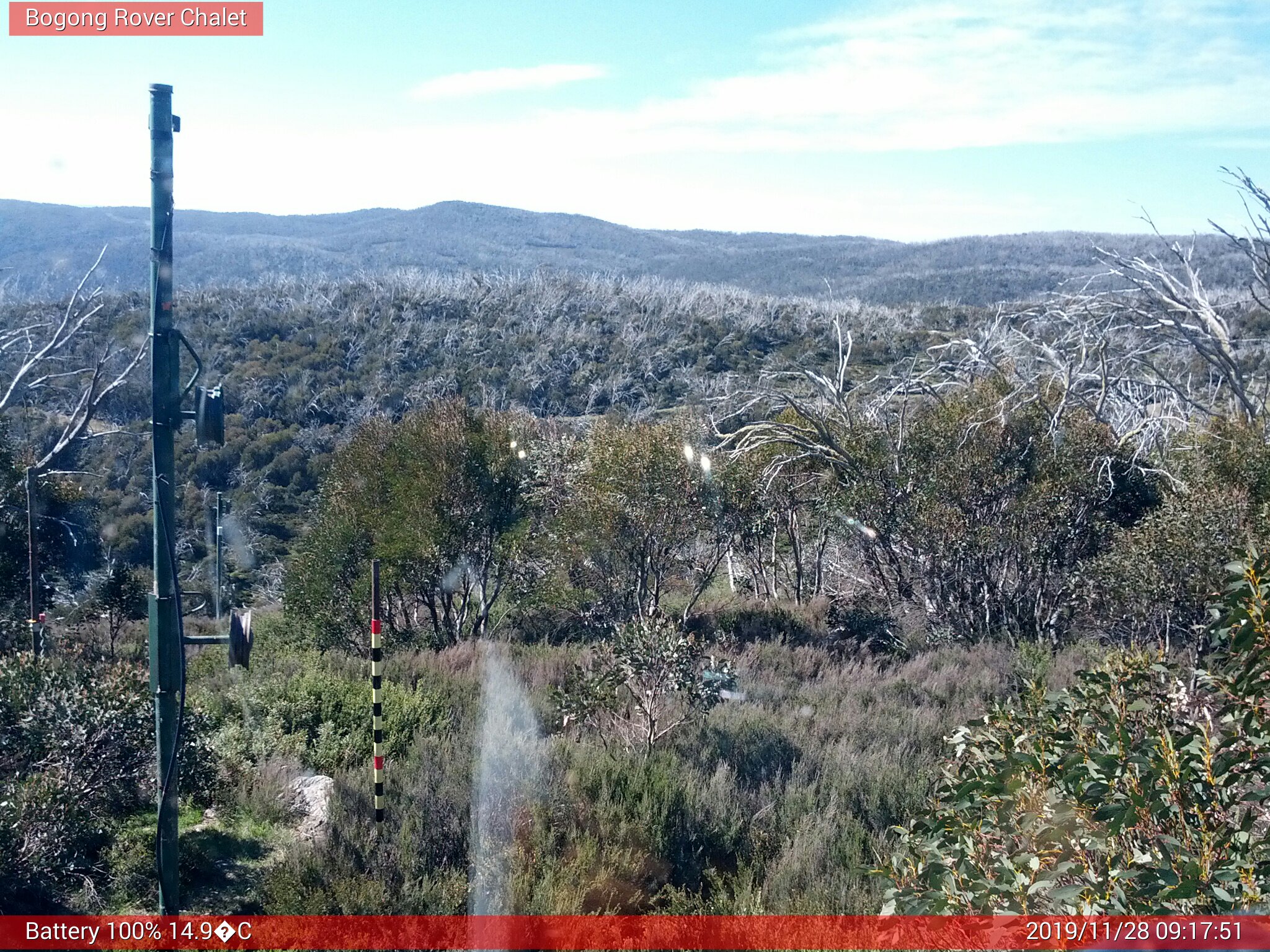 Bogong Web Cam 9:17am Thursday 28th of November 2019