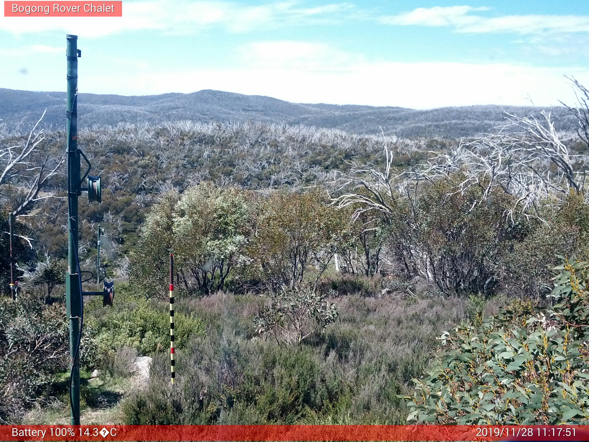 Bogong Web Cam 11:17am Thursday 28th of November 2019