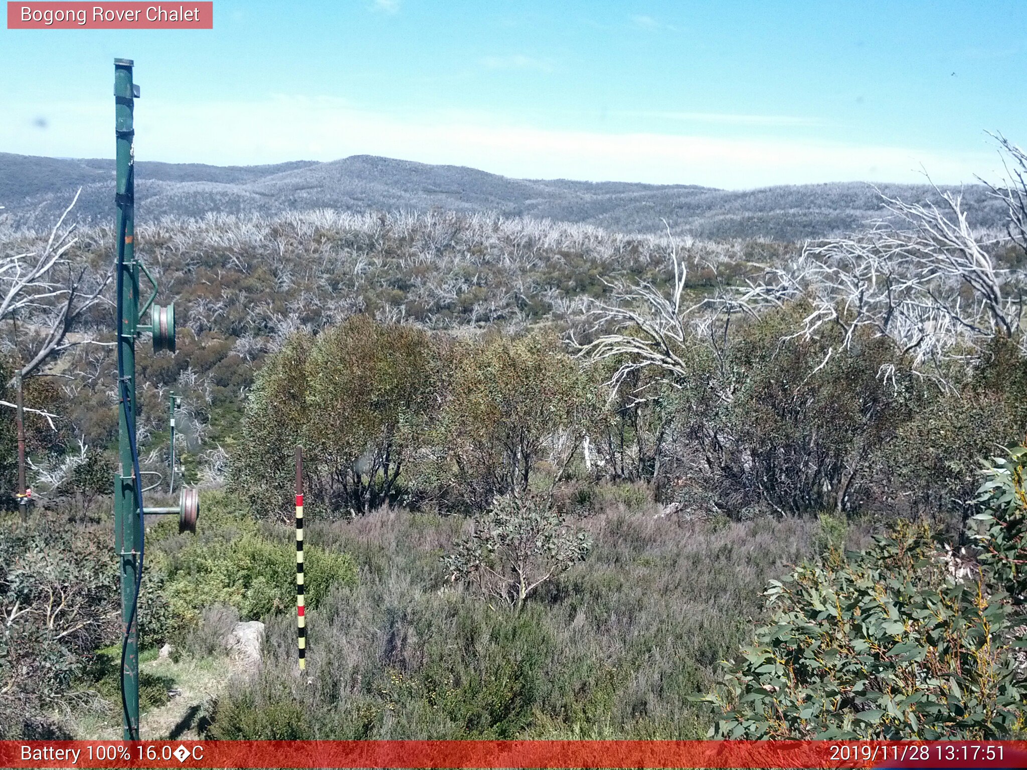 Bogong Web Cam 1:17pm Thursday 28th of November 2019