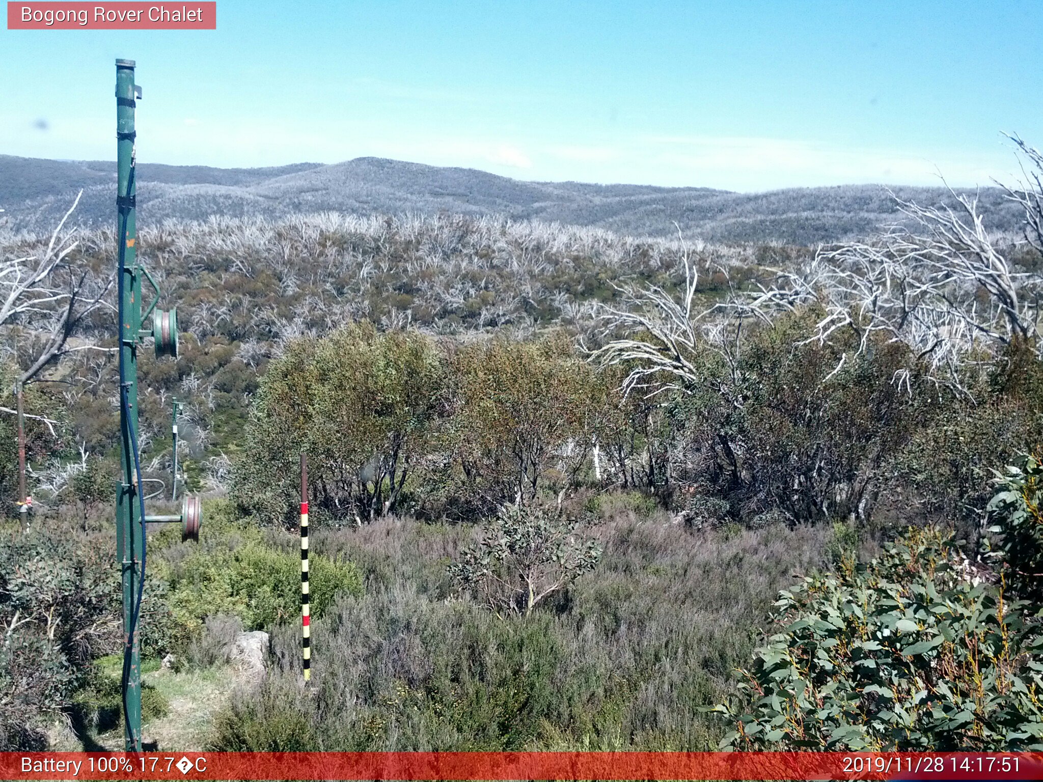 Bogong Web Cam 2:17pm Thursday 28th of November 2019