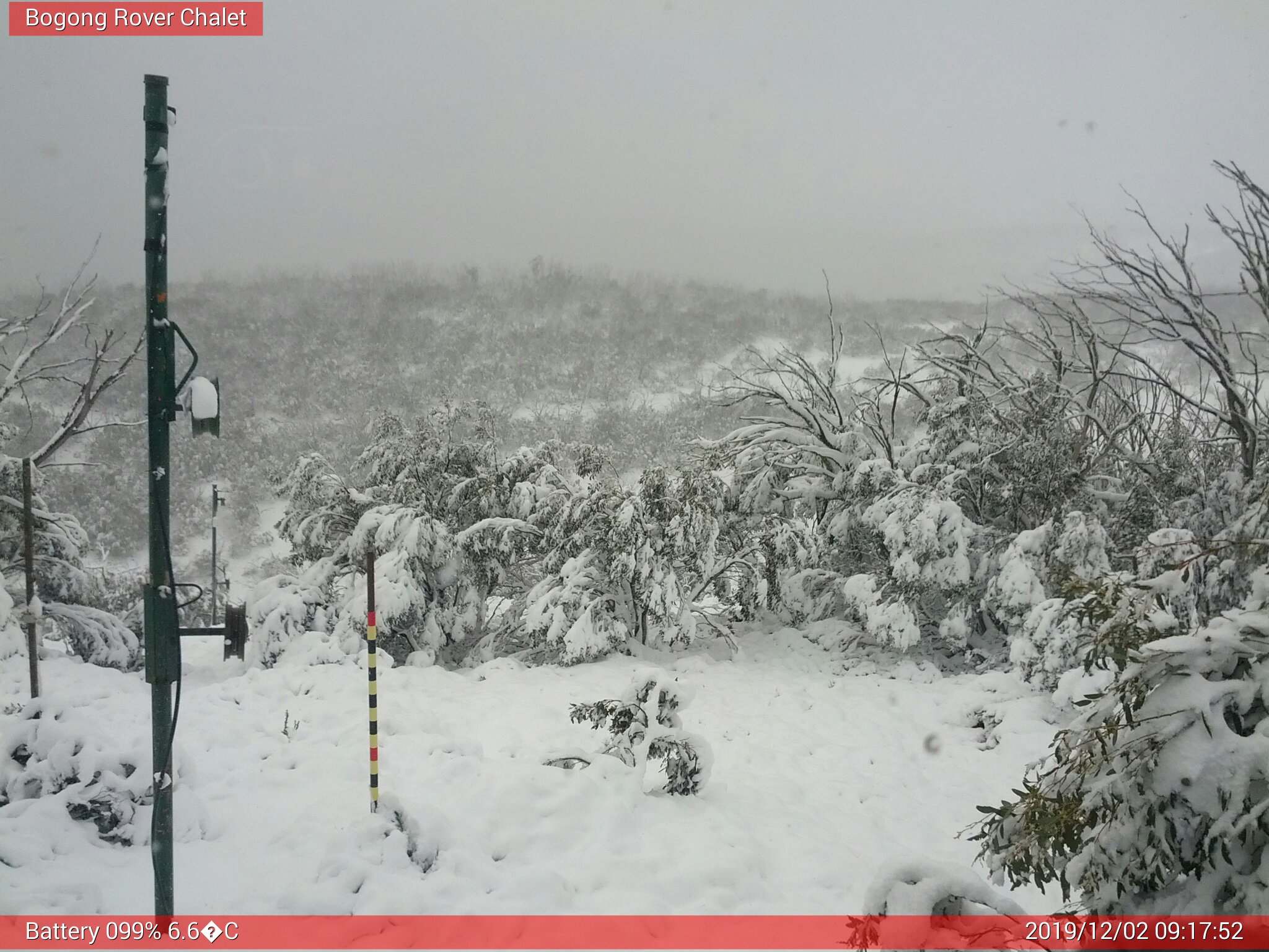 Bogong Web Cam 9:17am Monday 2nd of December 2019