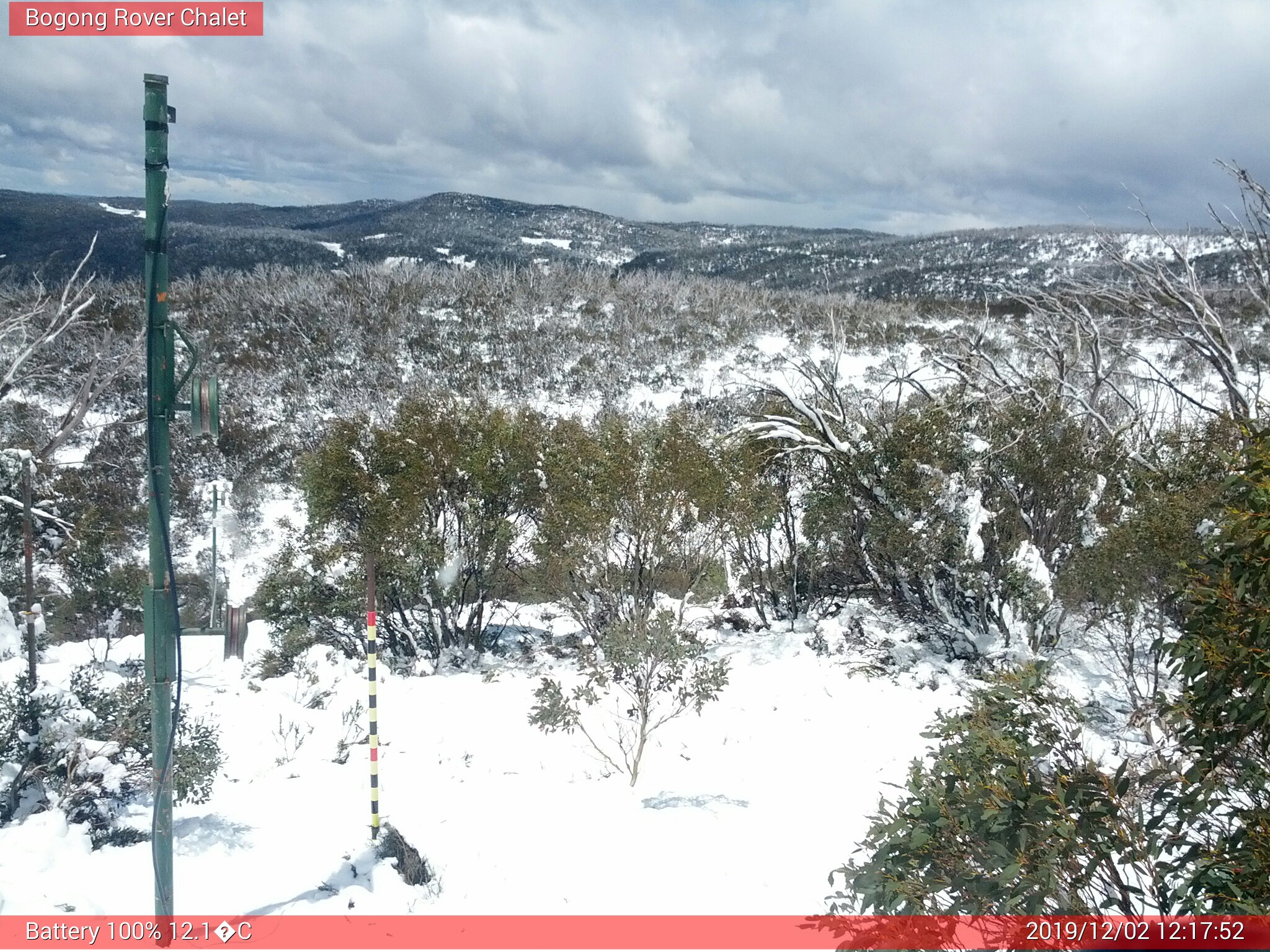 Bogong Web Cam 12:17pm Monday 2nd of December 2019