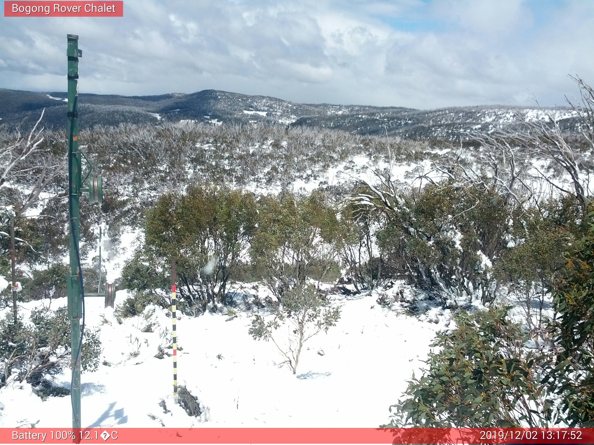 Bogong Web Cam 1:17pm Monday 2nd of December 2019