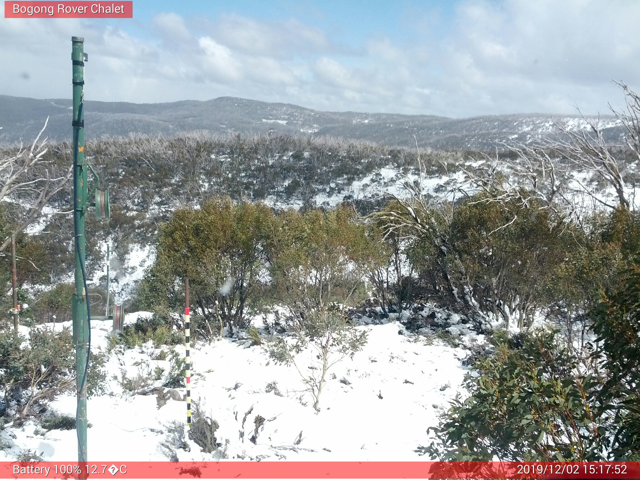 Bogong Web Cam 3:17pm Monday 2nd of December 2019