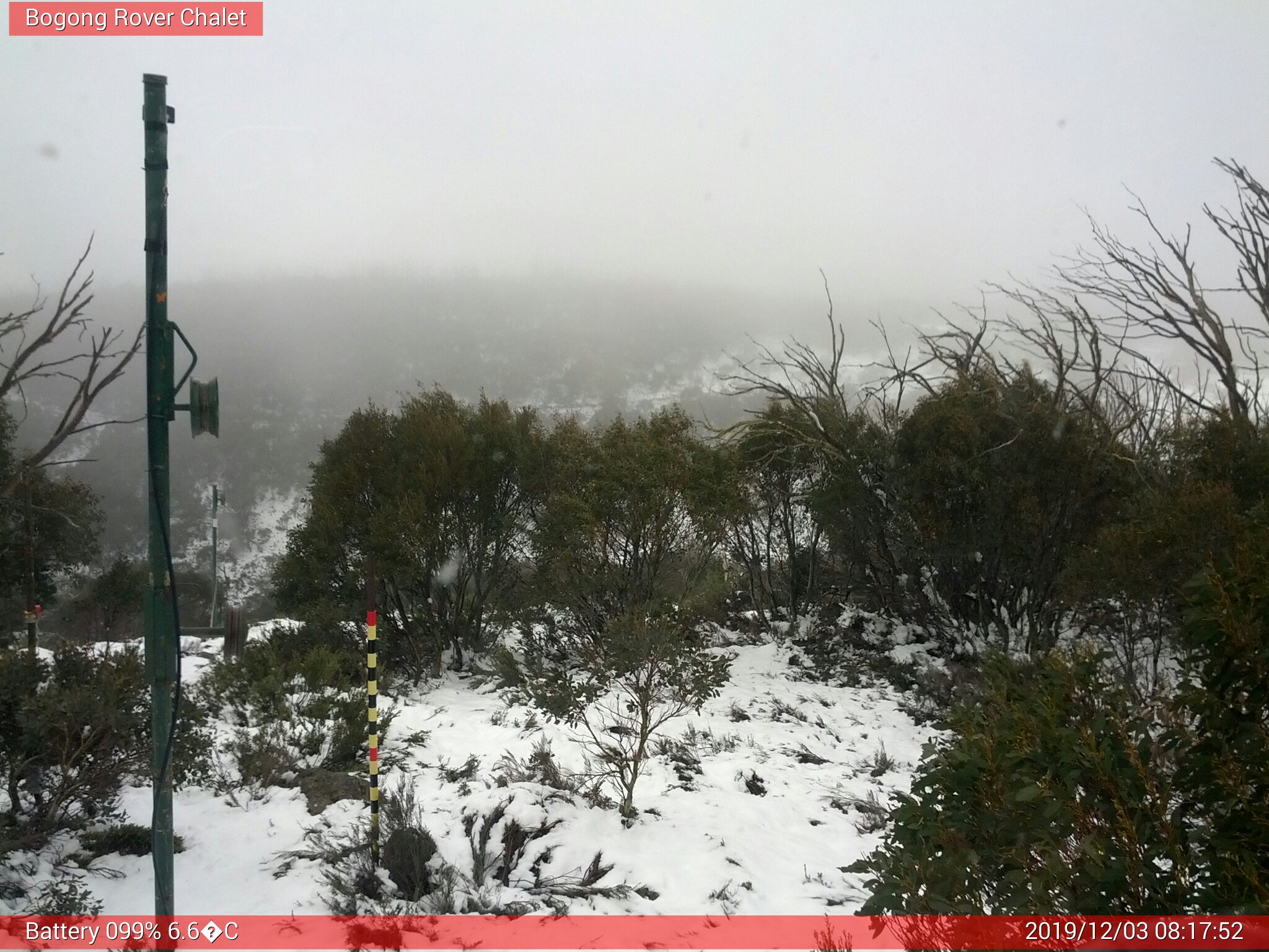 Bogong Web Cam 8:17am Tuesday 3rd of December 2019