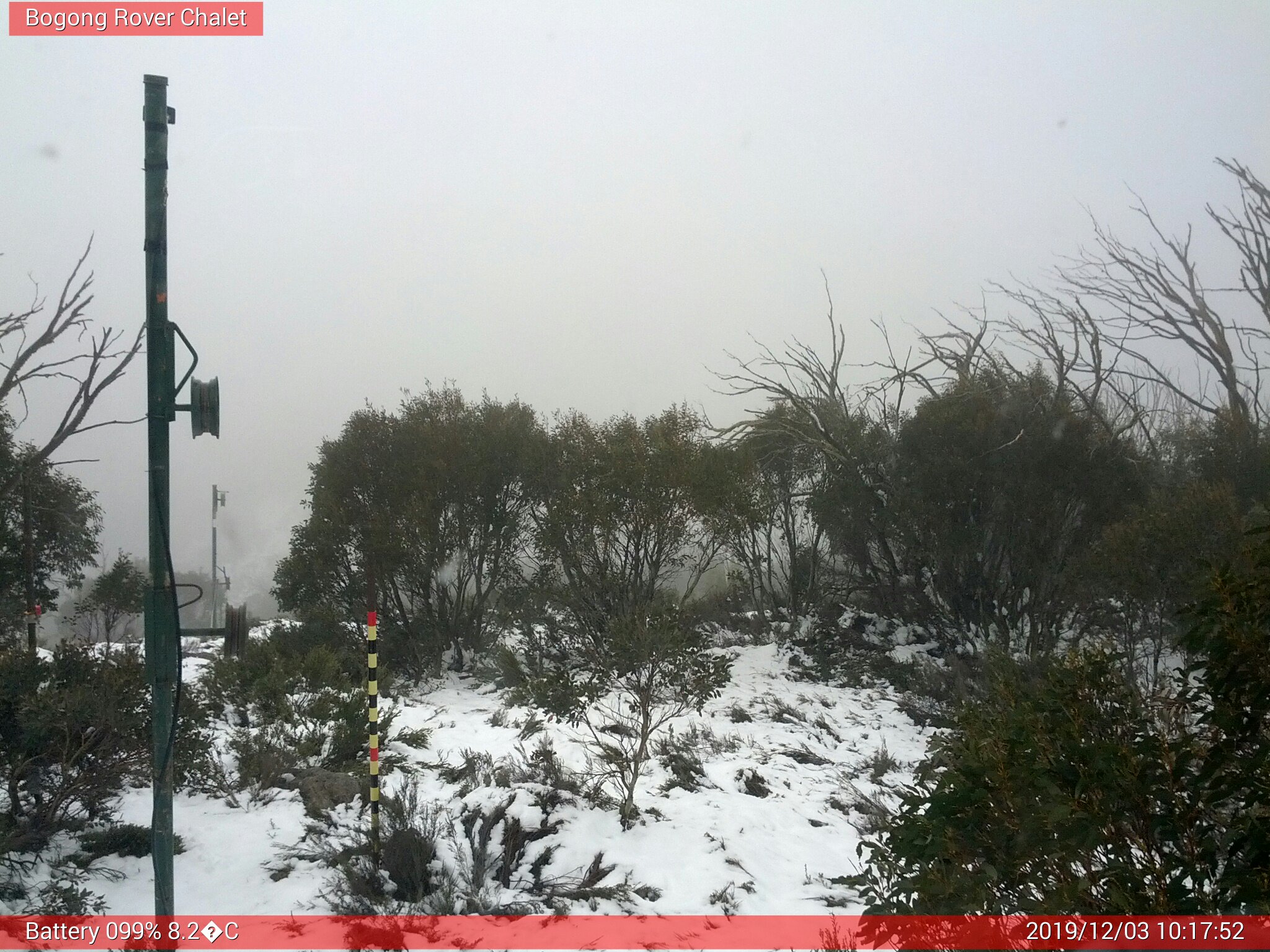 Bogong Web Cam 10:17am Tuesday 3rd of December 2019