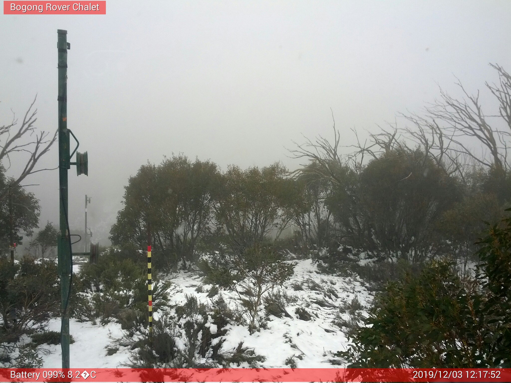 Bogong Web Cam 12:17pm Tuesday 3rd of December 2019