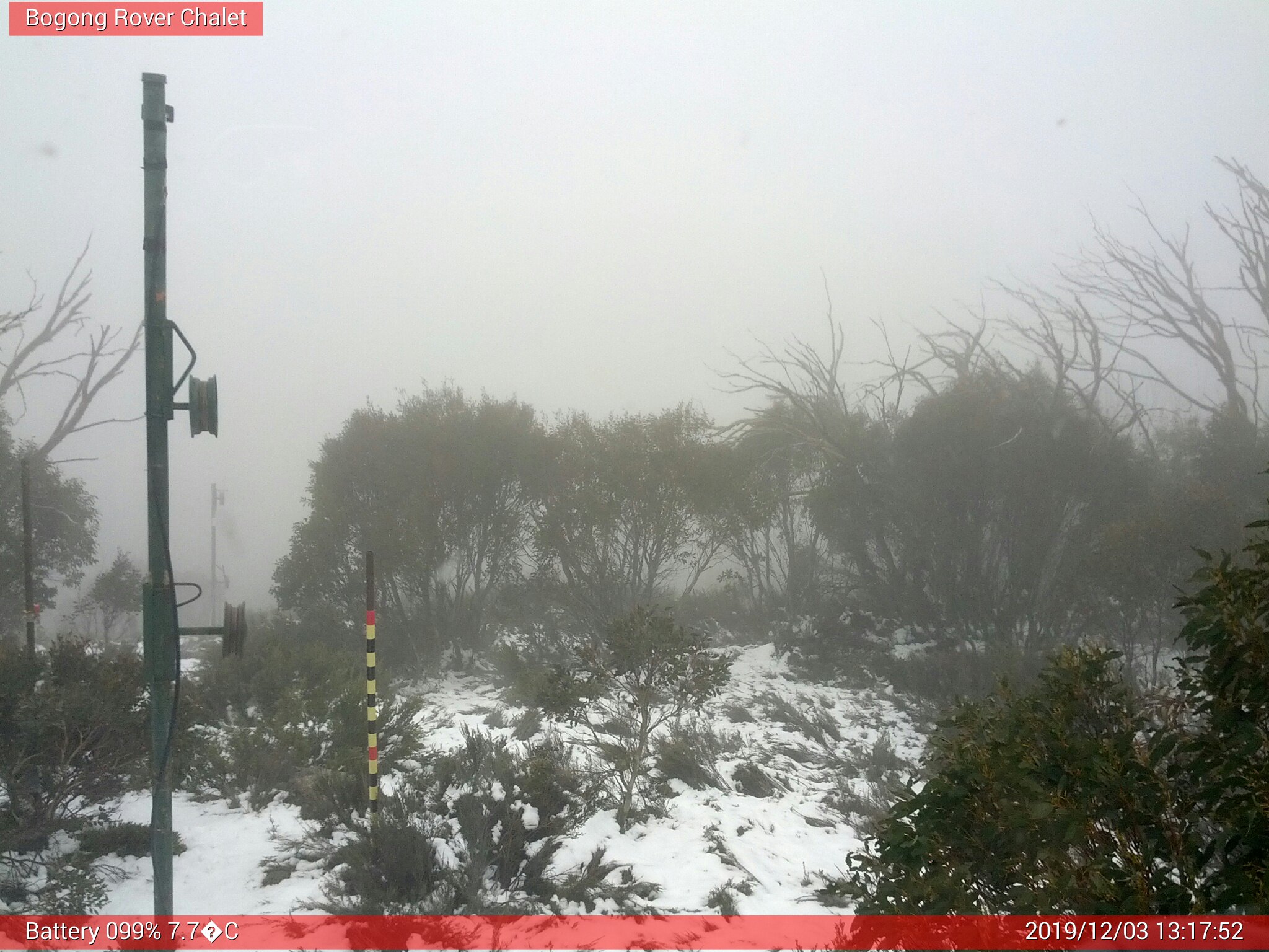 Bogong Web Cam 1:17pm Tuesday 3rd of December 2019