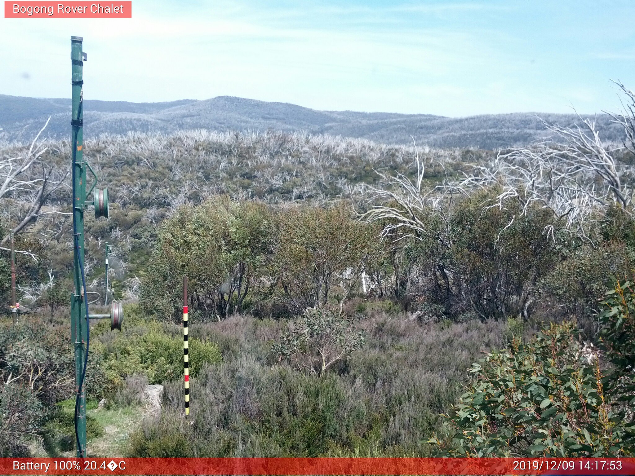 Bogong Web Cam 2:17pm Monday 9th of December 2019