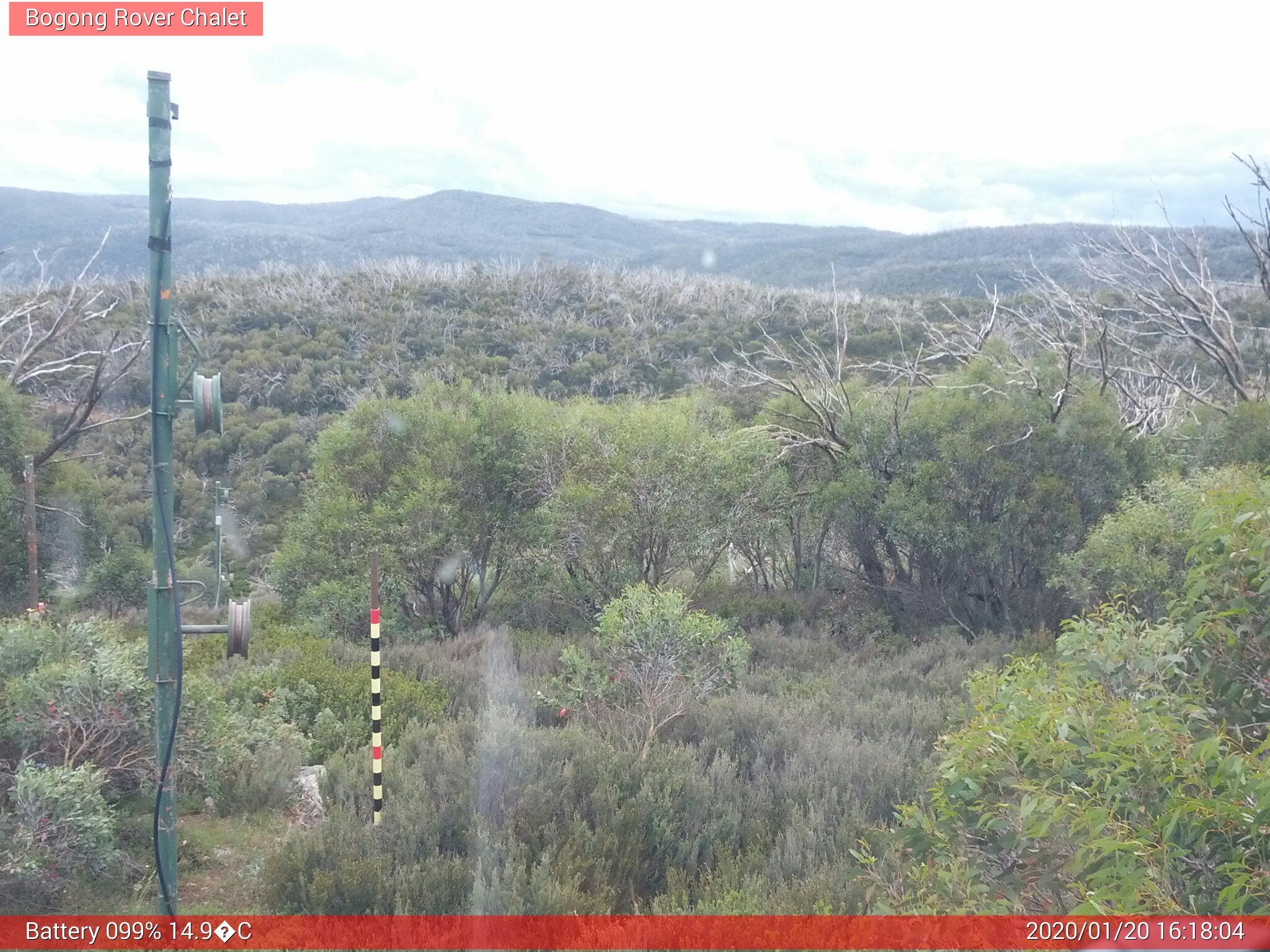 Bogong Web Cam 4:18pm Monday 20th of January 2020