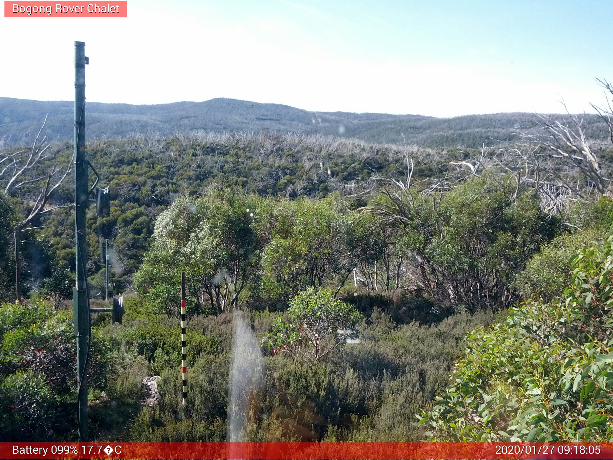 Bogong Web Cam 9:18am Monday 27th of January 2020