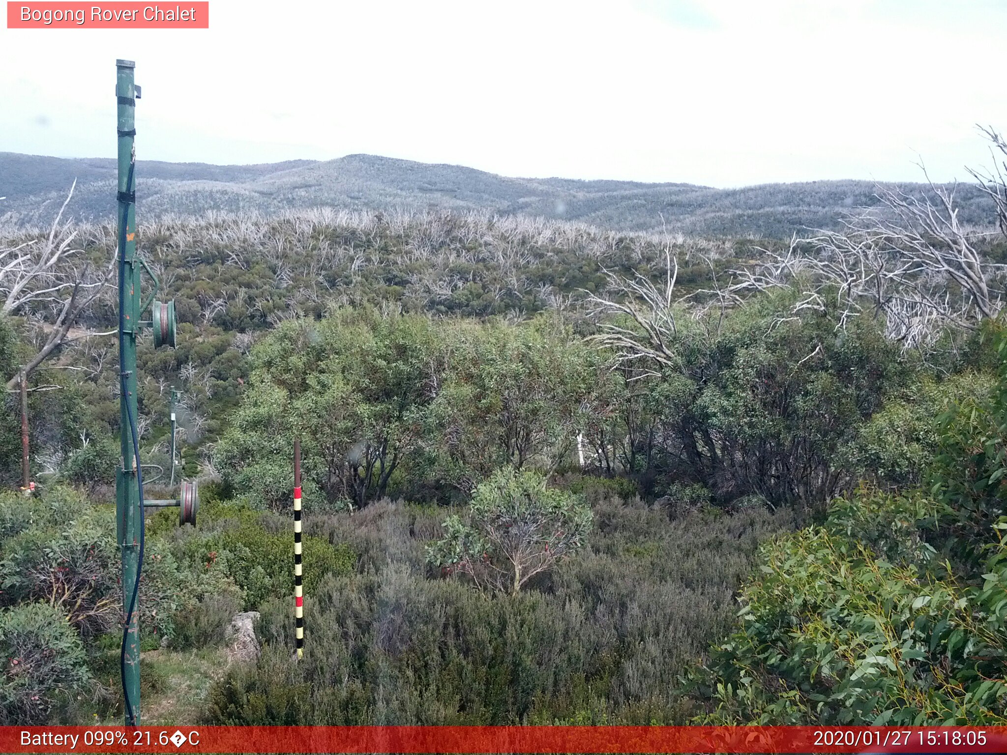 Bogong Web Cam 3:18pm Monday 27th of January 2020