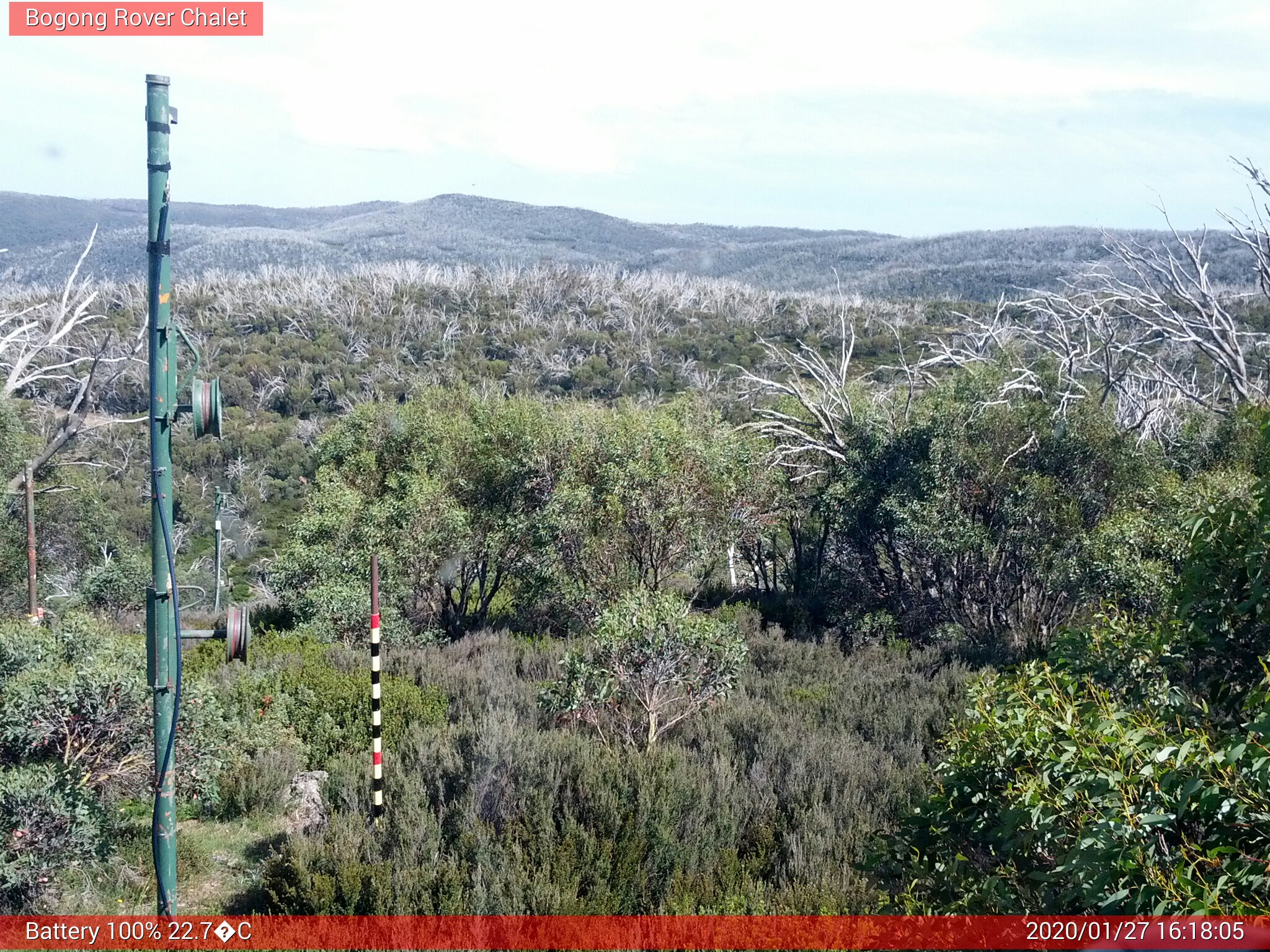 Bogong Web Cam 4:18pm Monday 27th of January 2020