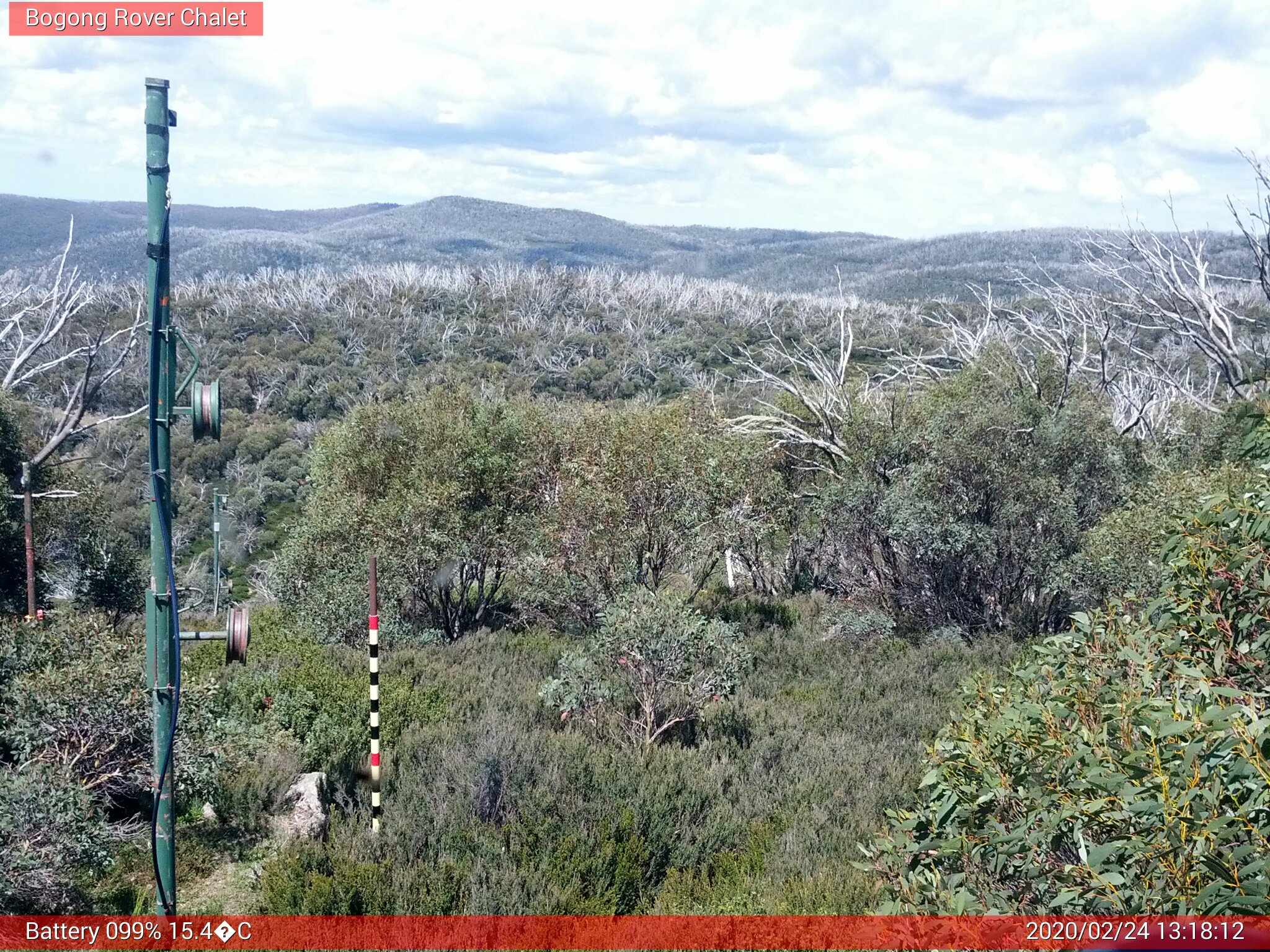 Bogong Web Cam 1:18pm Monday 24th of February 2020