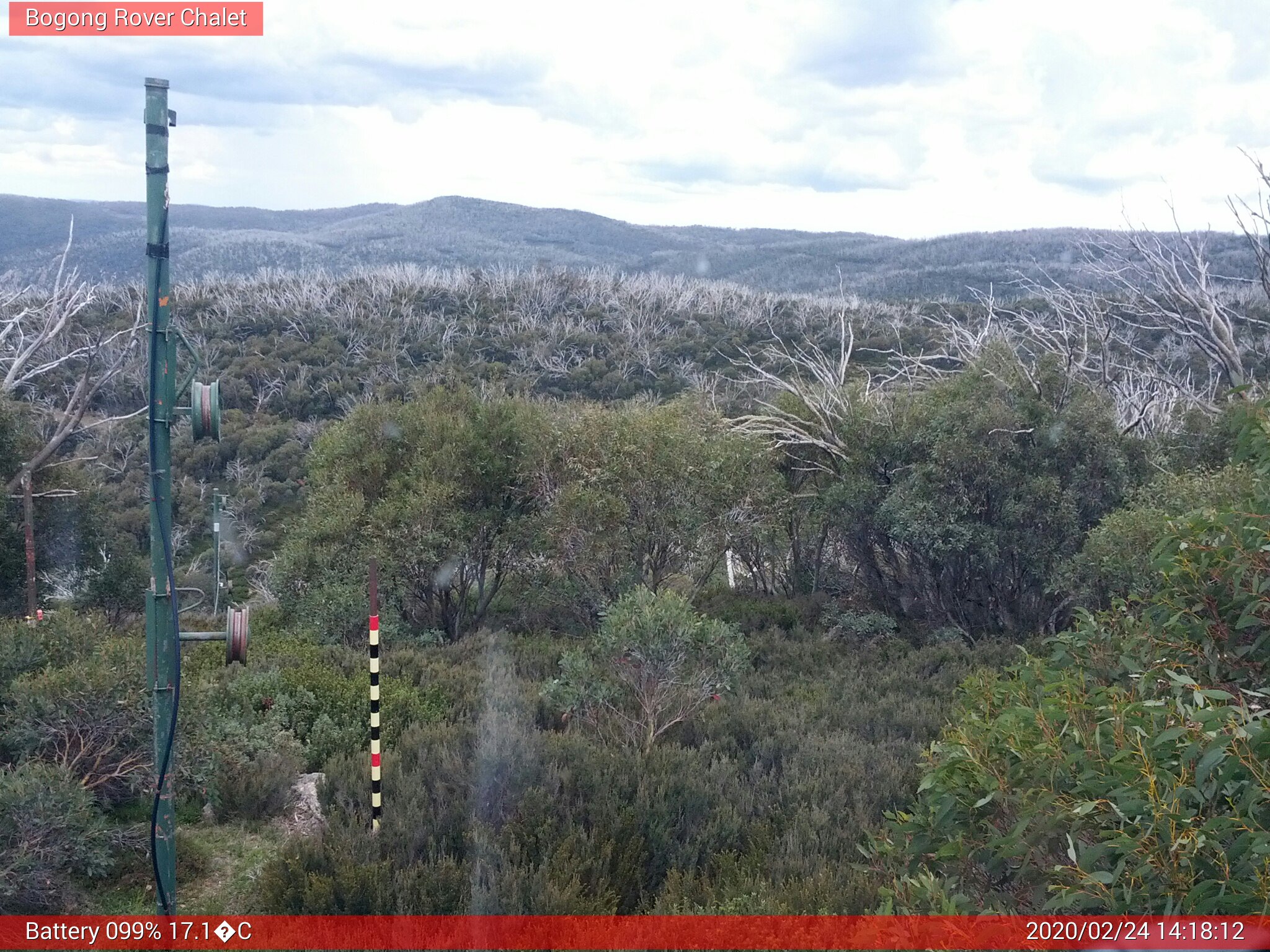 Bogong Web Cam 2:18pm Monday 24th of February 2020