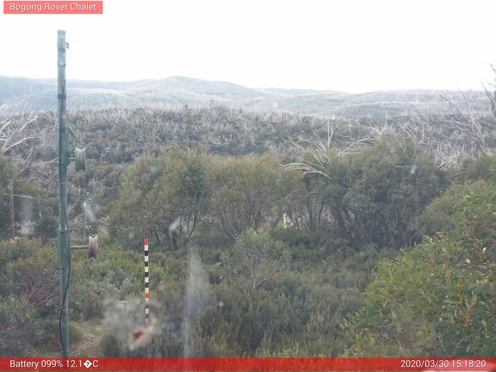 Bogong Web Cam 3:18pm Monday 30th of March 2020