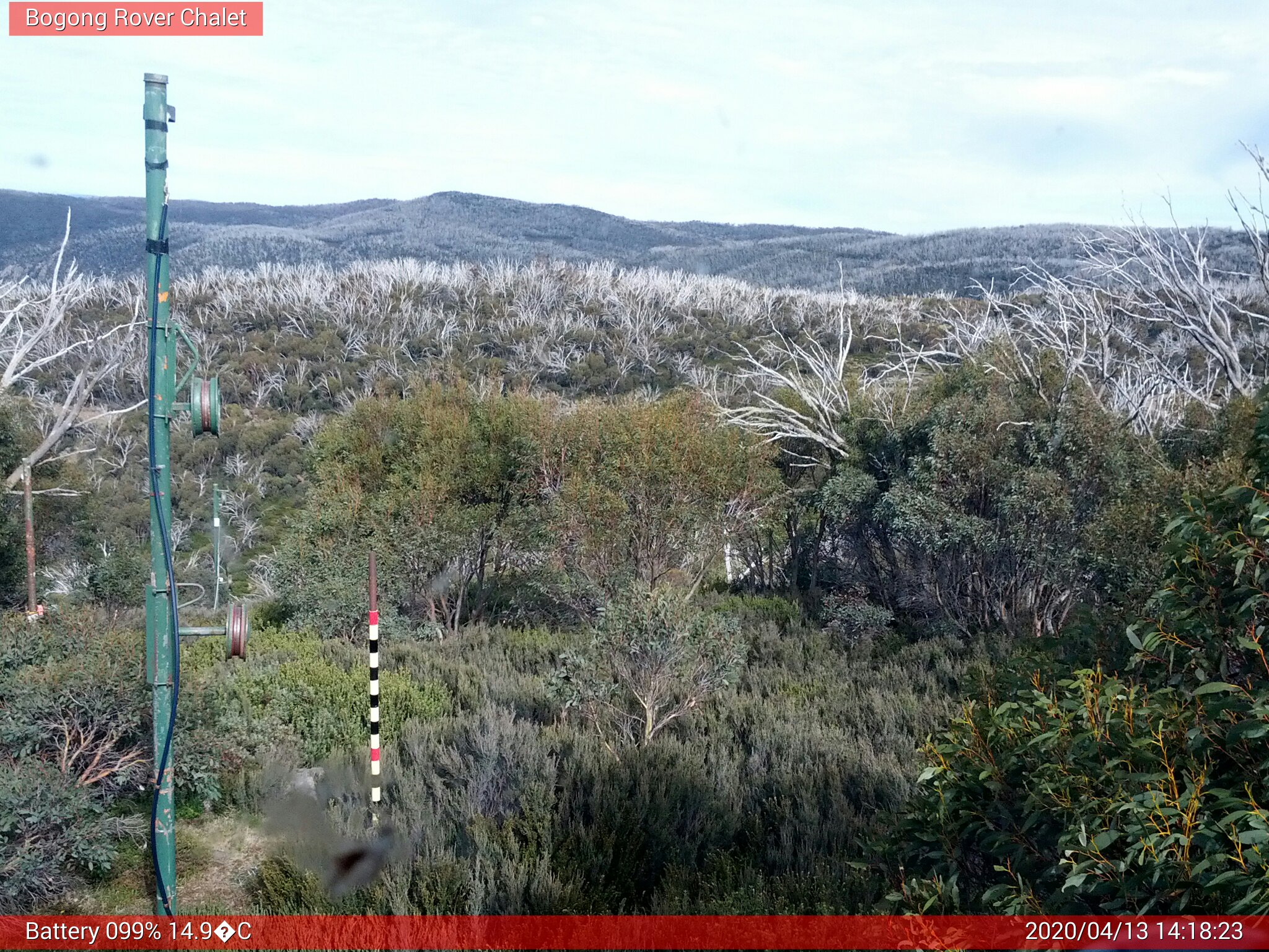 Bogong Web Cam 2:18pm Monday 13th of April 2020