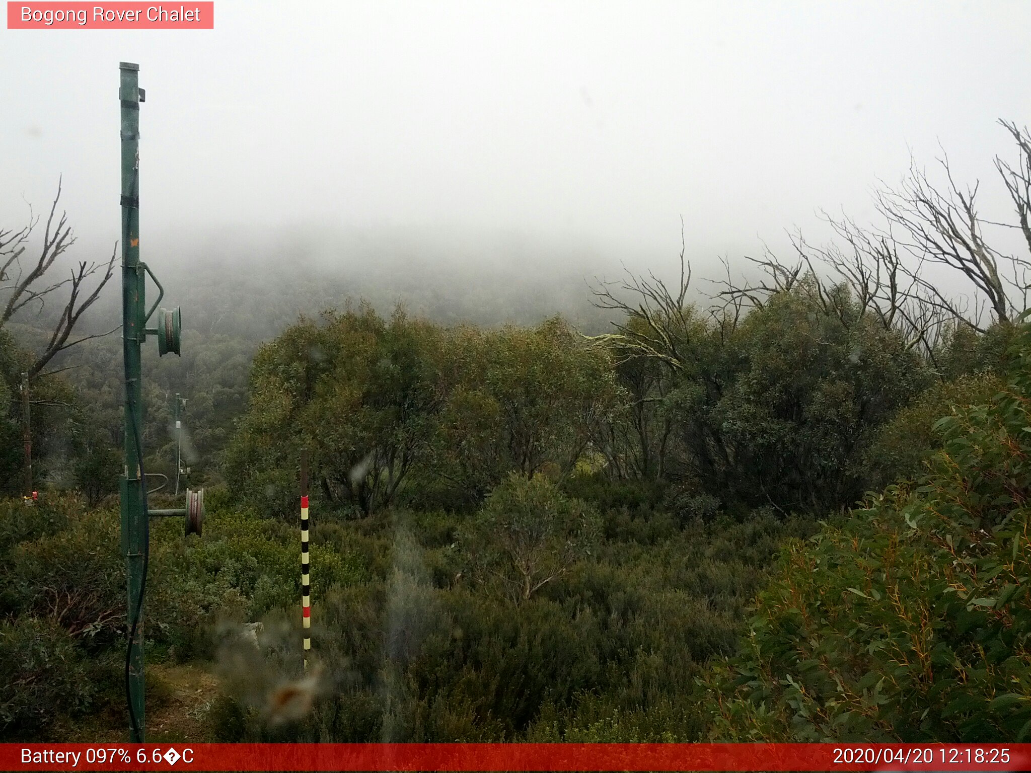 Bogong Web Cam 12:18pm Monday 20th of April 2020